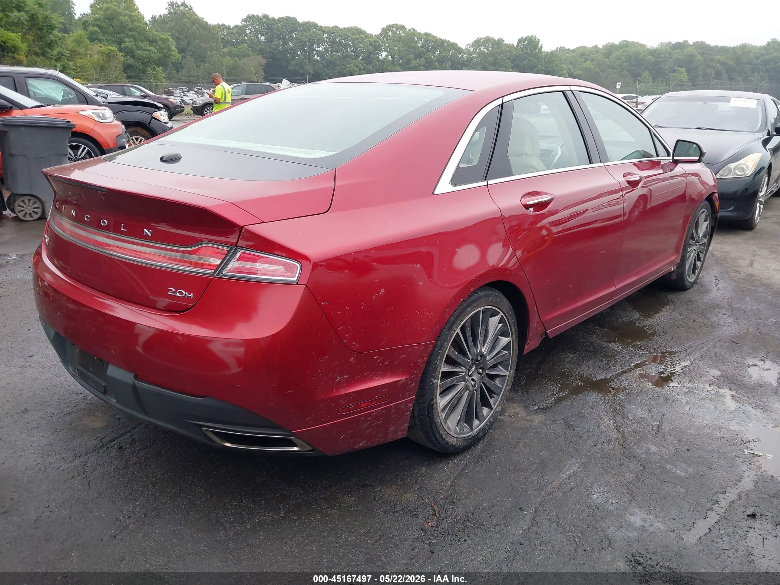 2014 Lincoln Mkz Hybrid   Red vin: 3LN6L2LU7ER814564