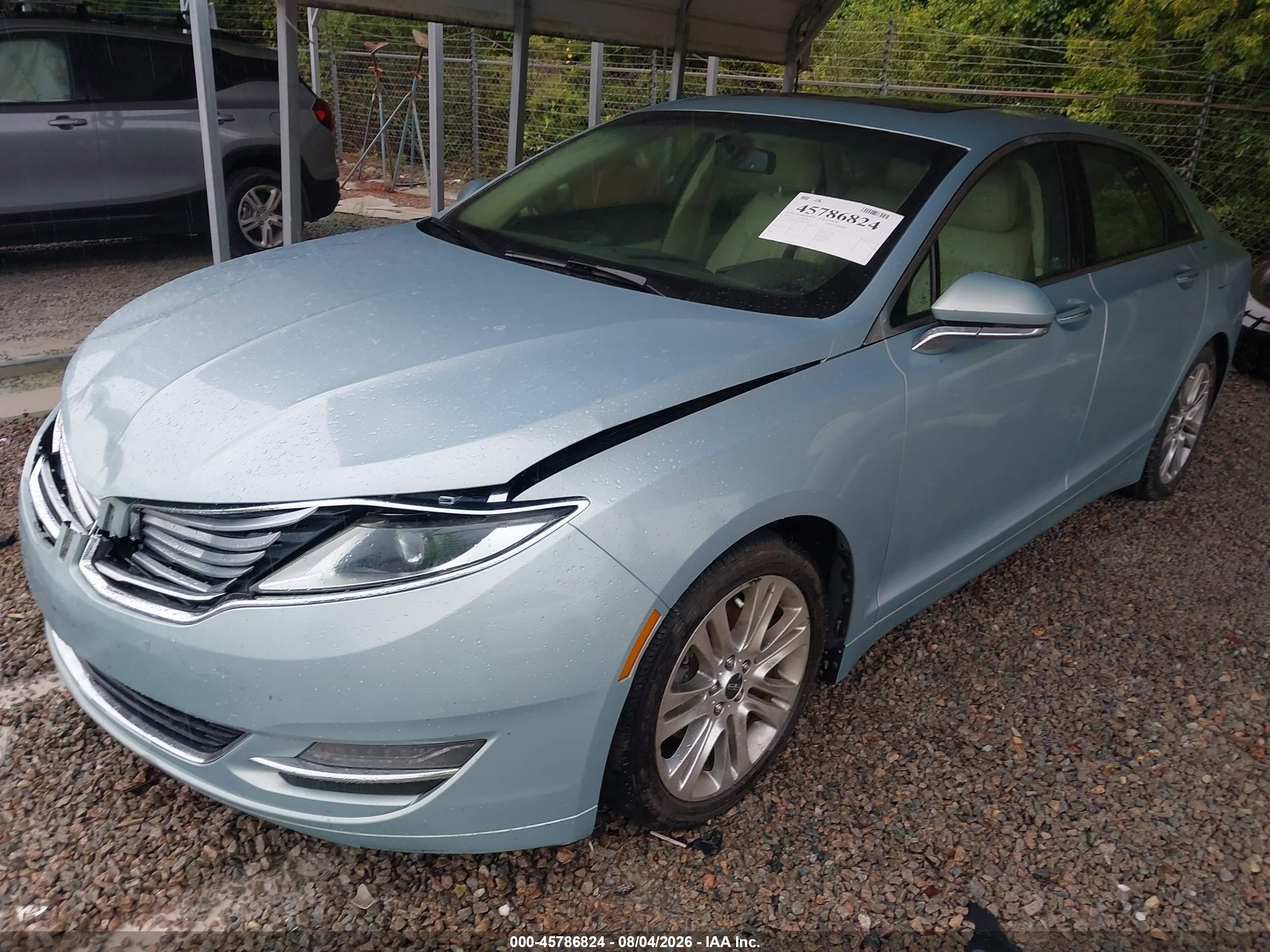 2014 Lincoln Mkz Hybrid   Blue vin: 3LN6L2LU7ER828660