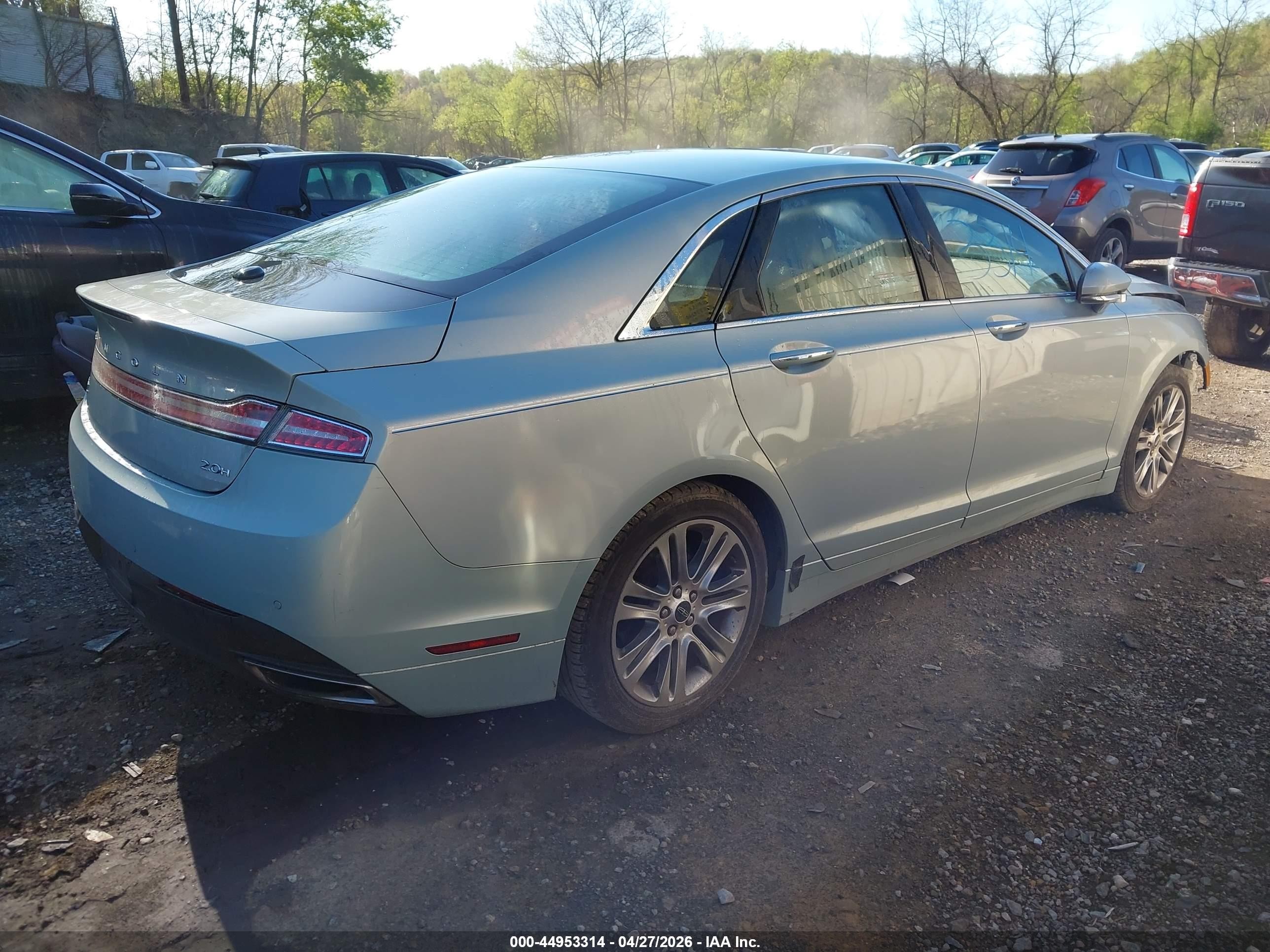 2013 Lincoln Mkz Hybrid   Light Blue vin: 3LN6L2LU8DR813289