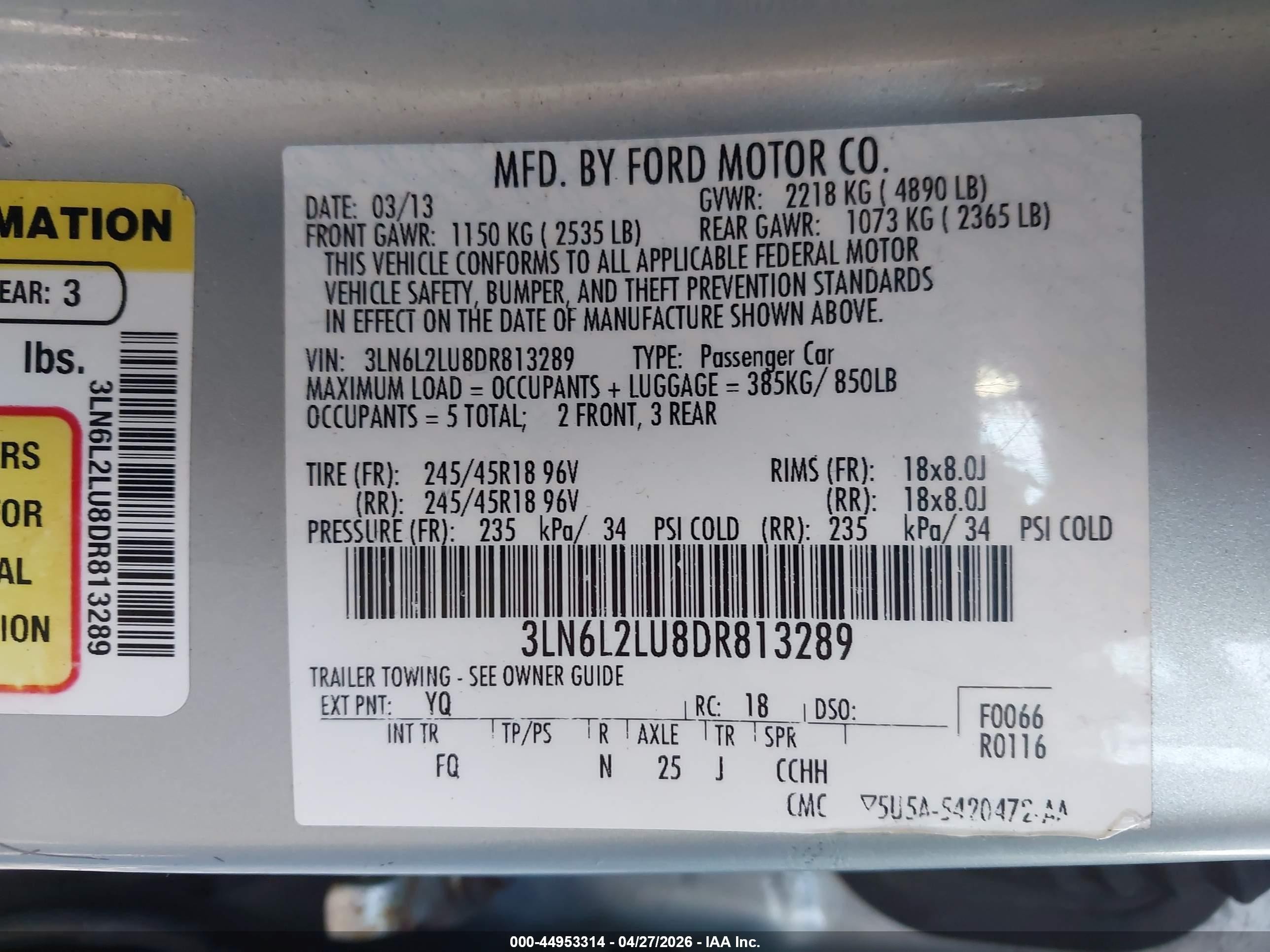 2013 Lincoln Mkz Hybrid   Light Blue vin: 3LN6L2LU8DR813289
