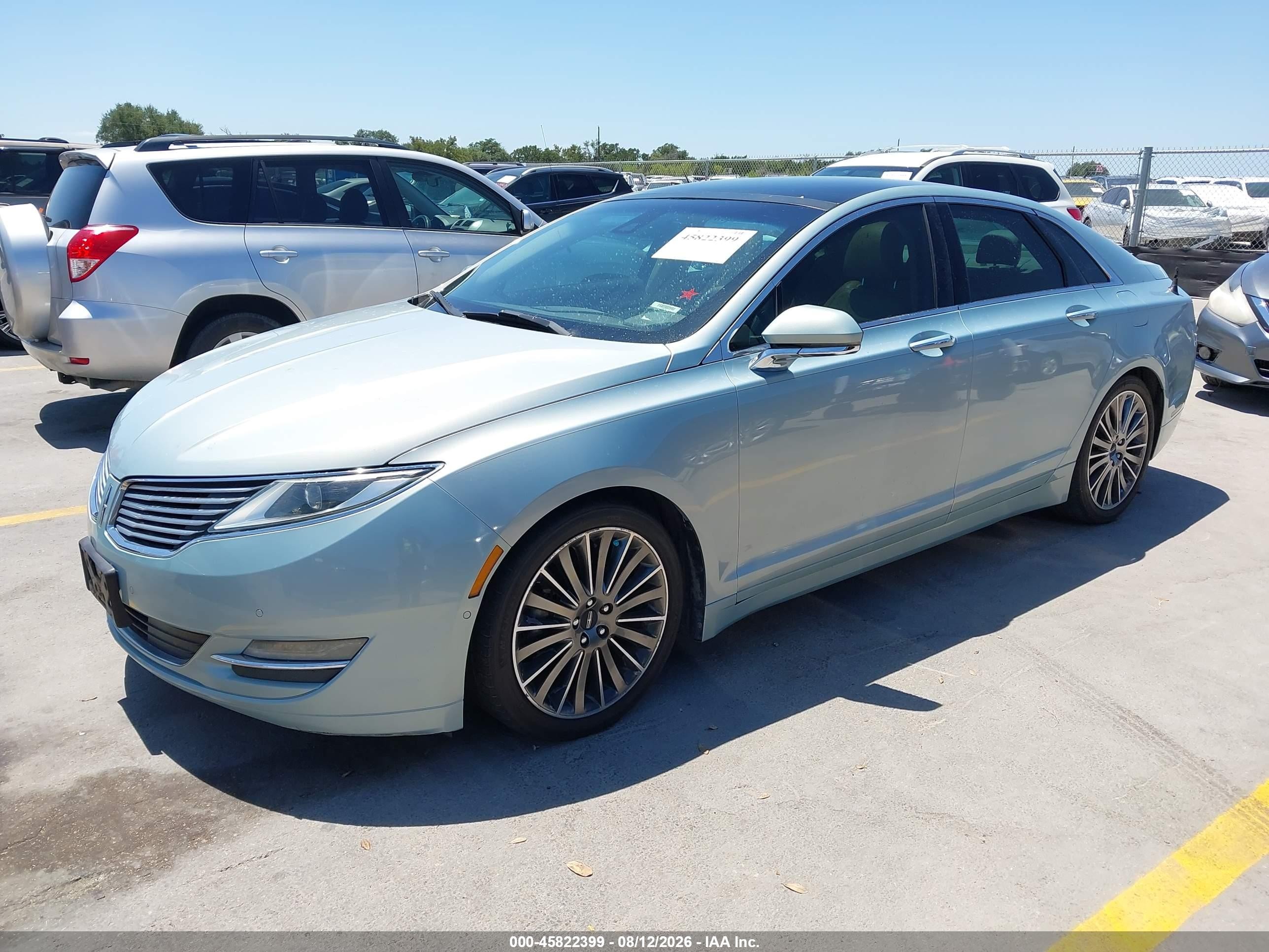 2014 Lincoln Mkz Hybrid   Light Blue vin: 3LN6L2LU8ER807302