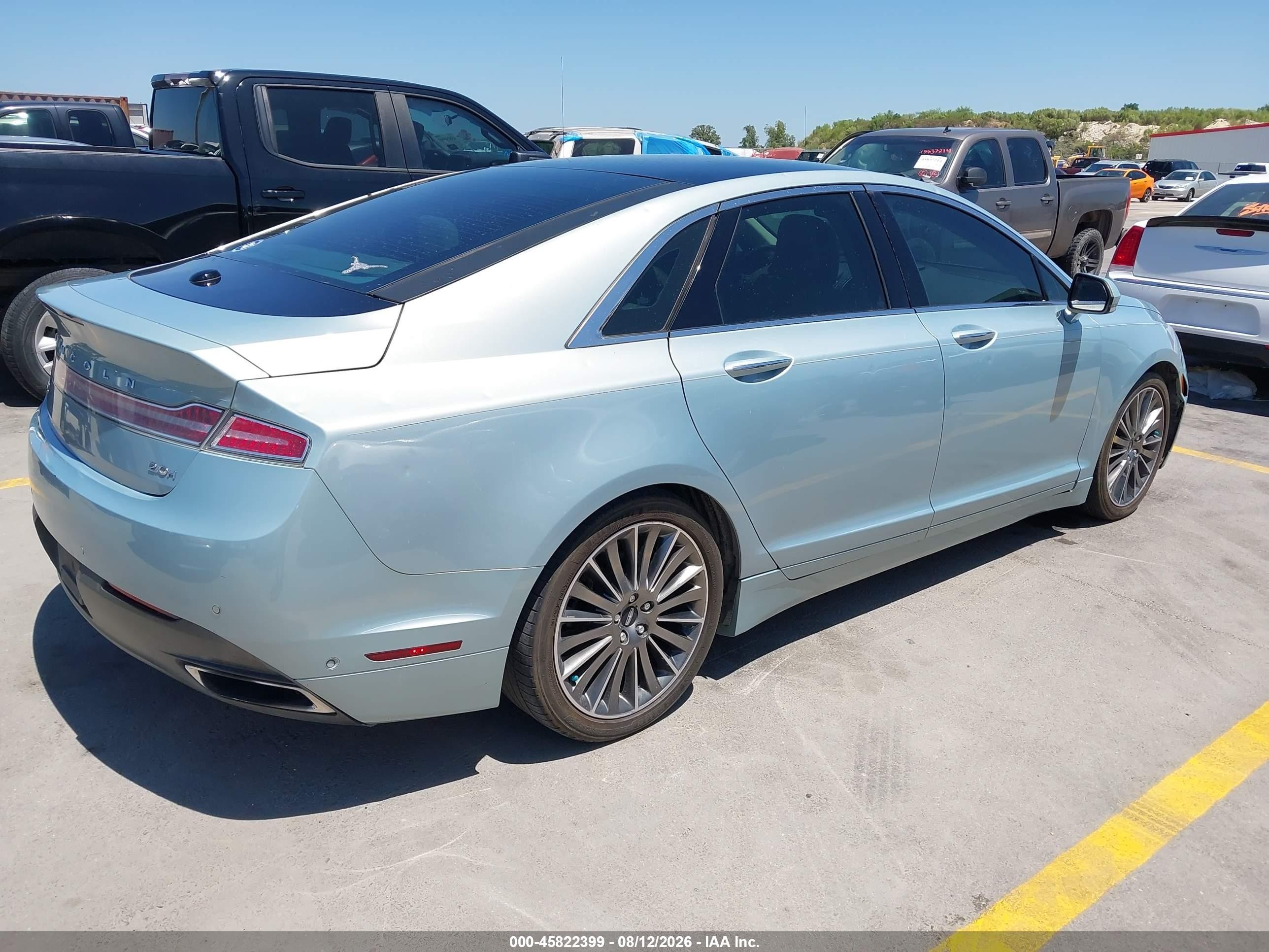 2014 Lincoln Mkz Hybrid   Light Blue vin: 3LN6L2LU8ER807302