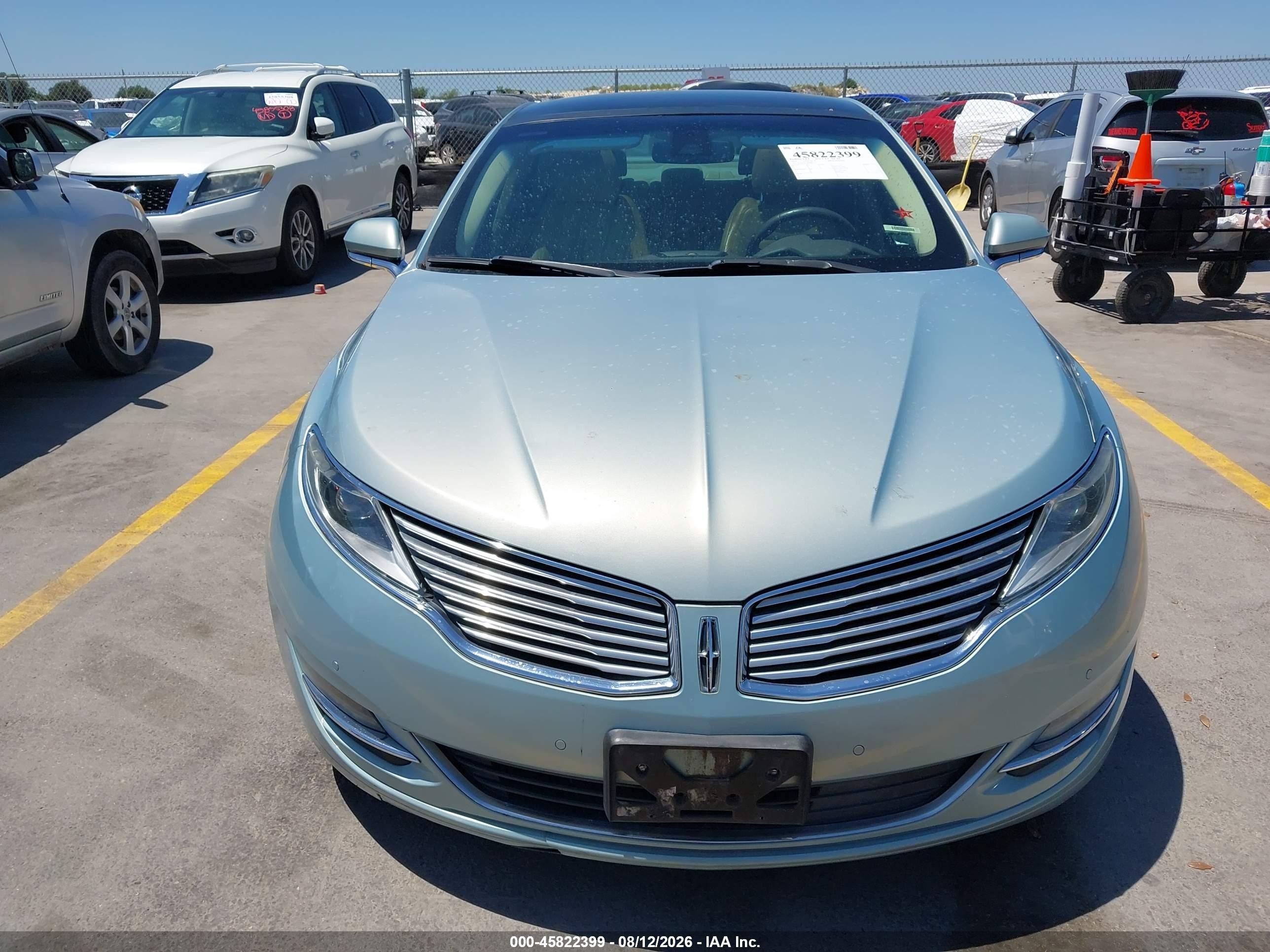 2014 Lincoln Mkz Hybrid   Light Blue vin: 3LN6L2LU8ER807302