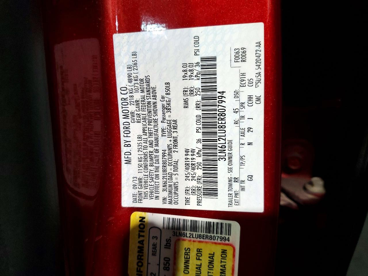 2014 Lincoln Mkz Hybrid Red vin: 3LN6L2LU8ER807994