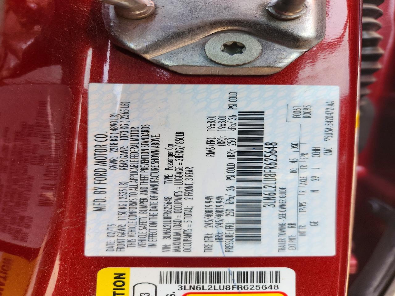 2015 Lincoln Mkz Hybrid Red vin: 3LN6L2LU8FR625648