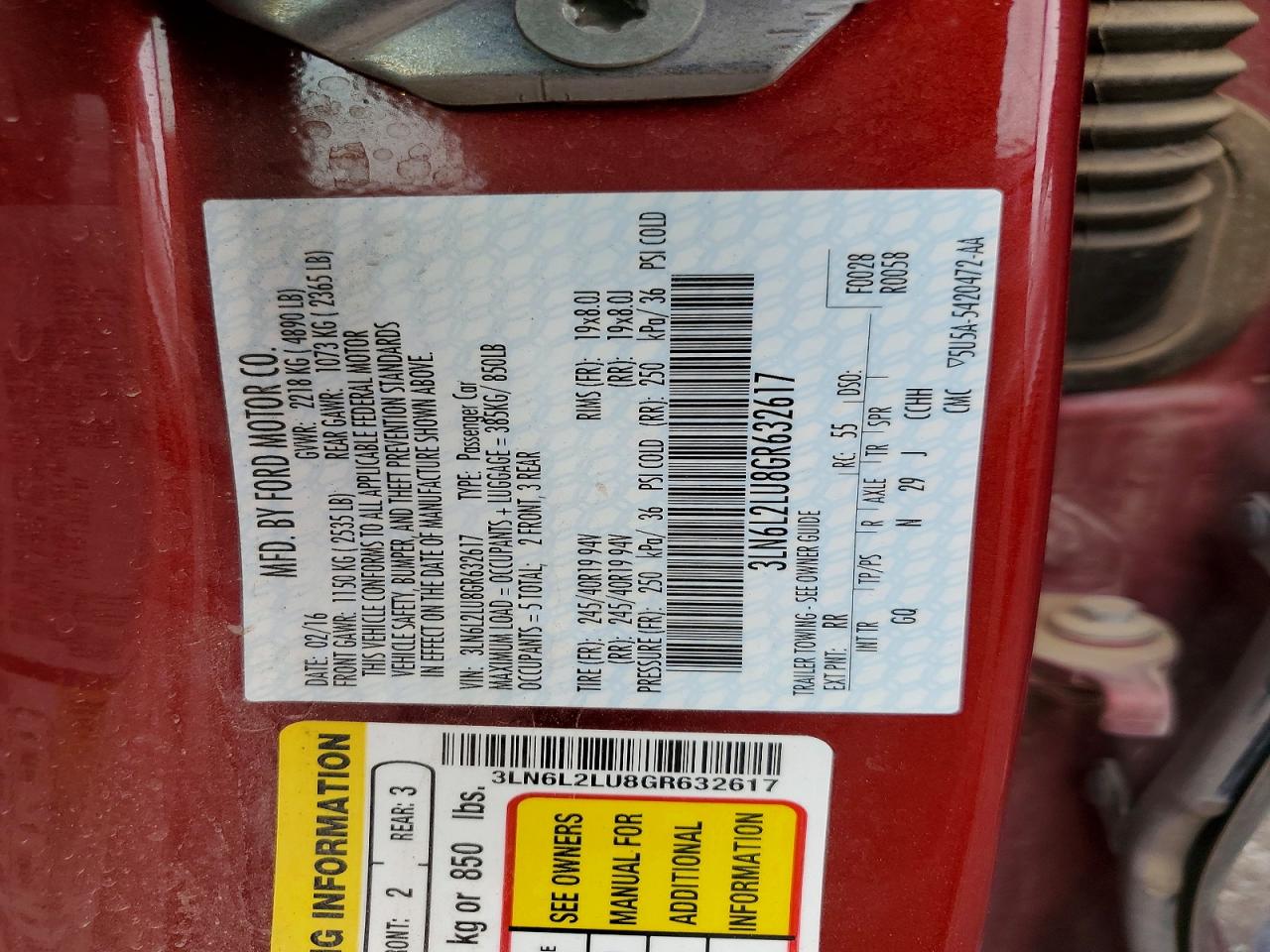 2016 Lincoln Mkz Hybrid Red vin: 3LN6L2LU8GR632617