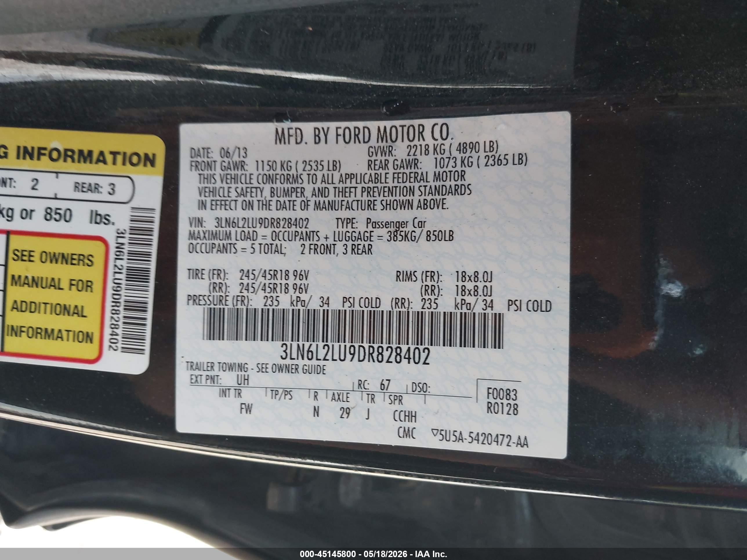 2013 Lincoln Mkz Hybrid   Black vin: 3LN6L2LU9DR828402