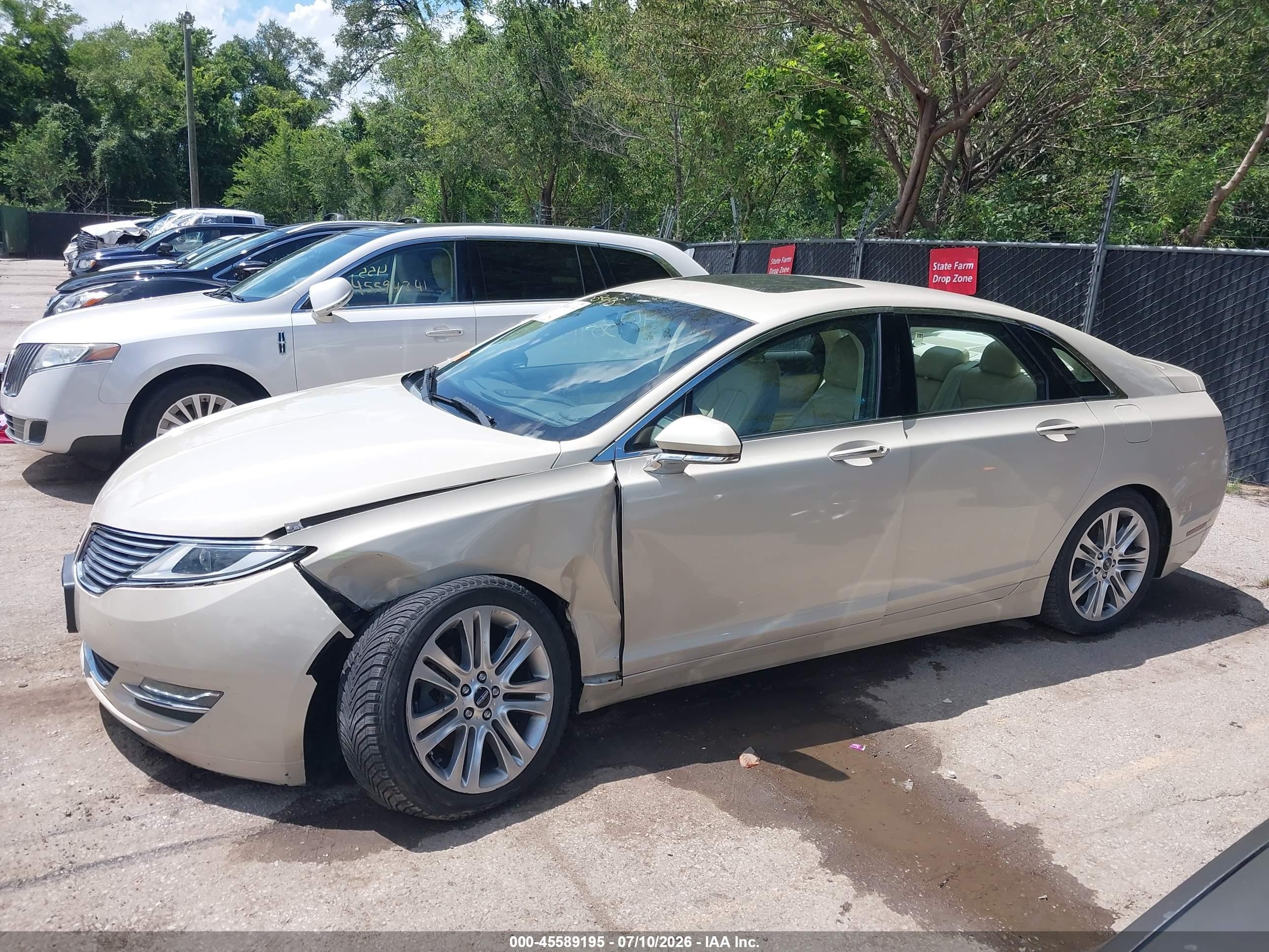 2014 Lincoln Mkz Hybrid   Beige vin: 3LN6L2LU9ER800813