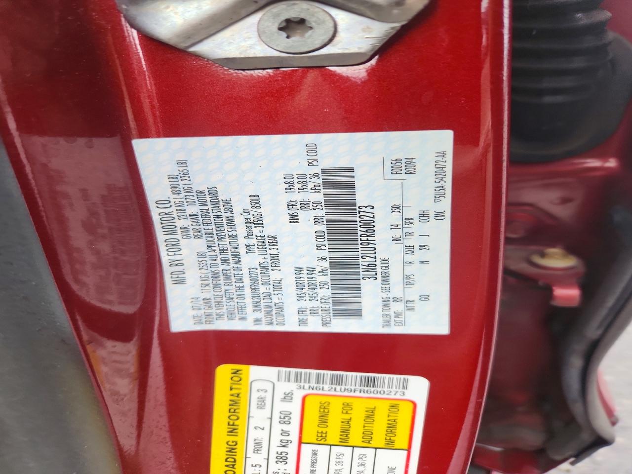 2015 Lincoln Mkz Hybrid Red vin: 3LN6L2LU9FR600273