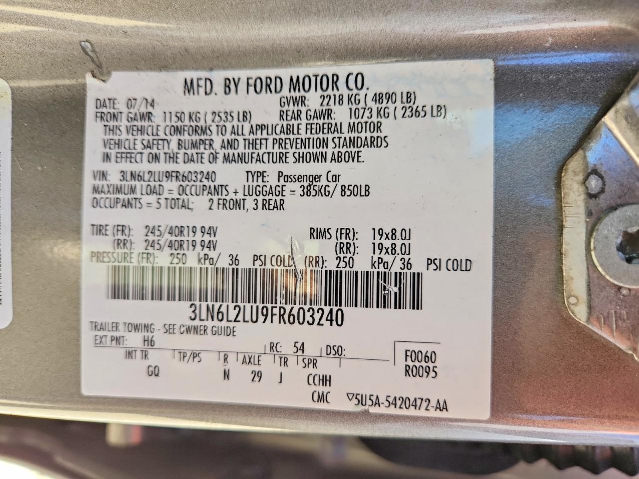 2015 Lincoln Mkz Hybrid Gray vin: 3LN6L2LU9FR603240