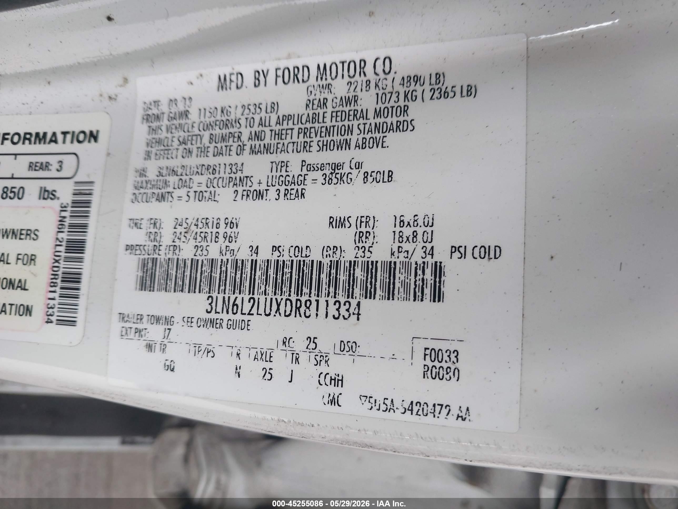 2013 Lincoln Mkz Hybrid   White vin: 3LN6L2LUXDR811334