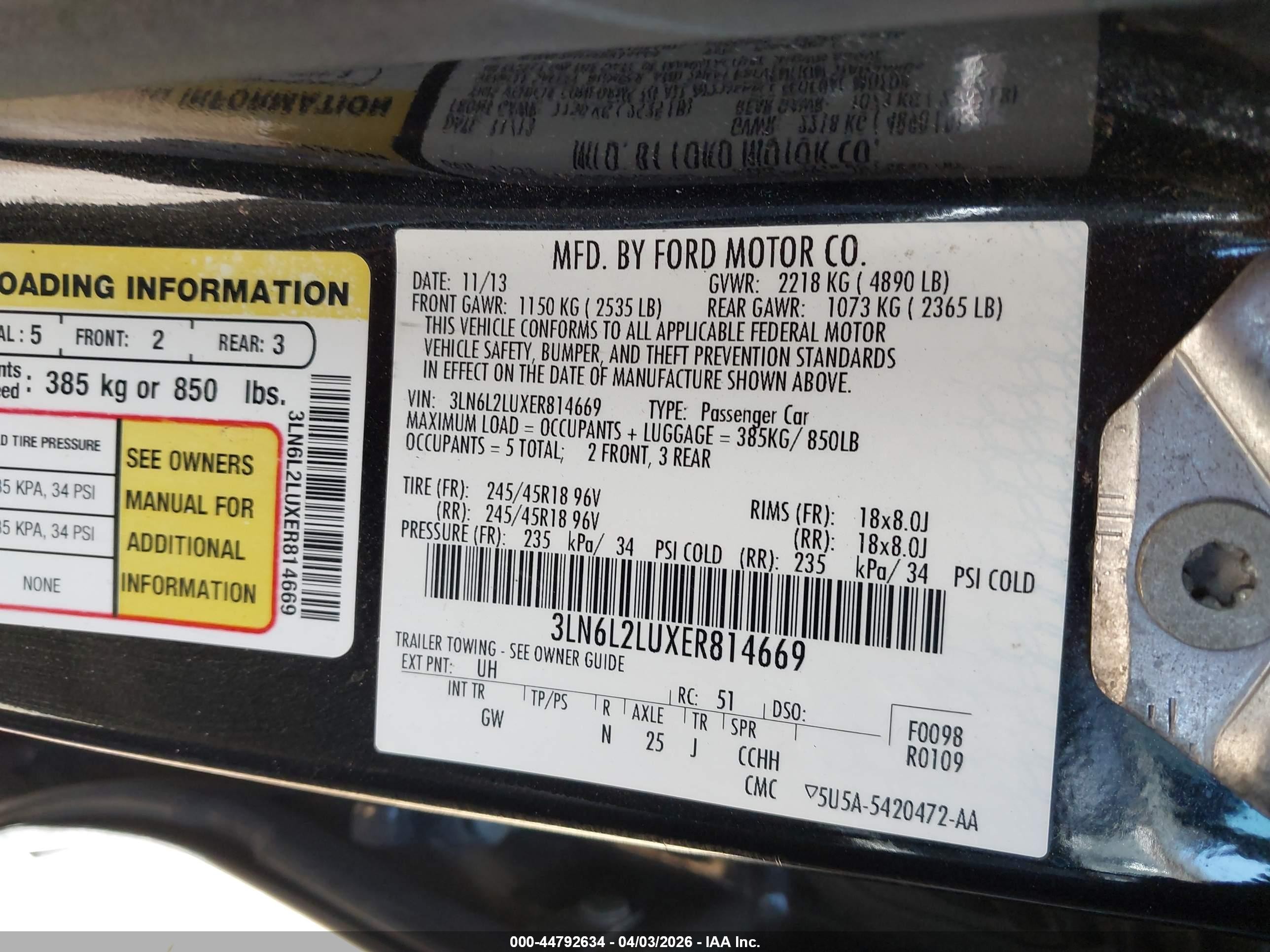 2014 Lincoln Mkz Hybrid   Black vin: 3LN6L2LUXER814669