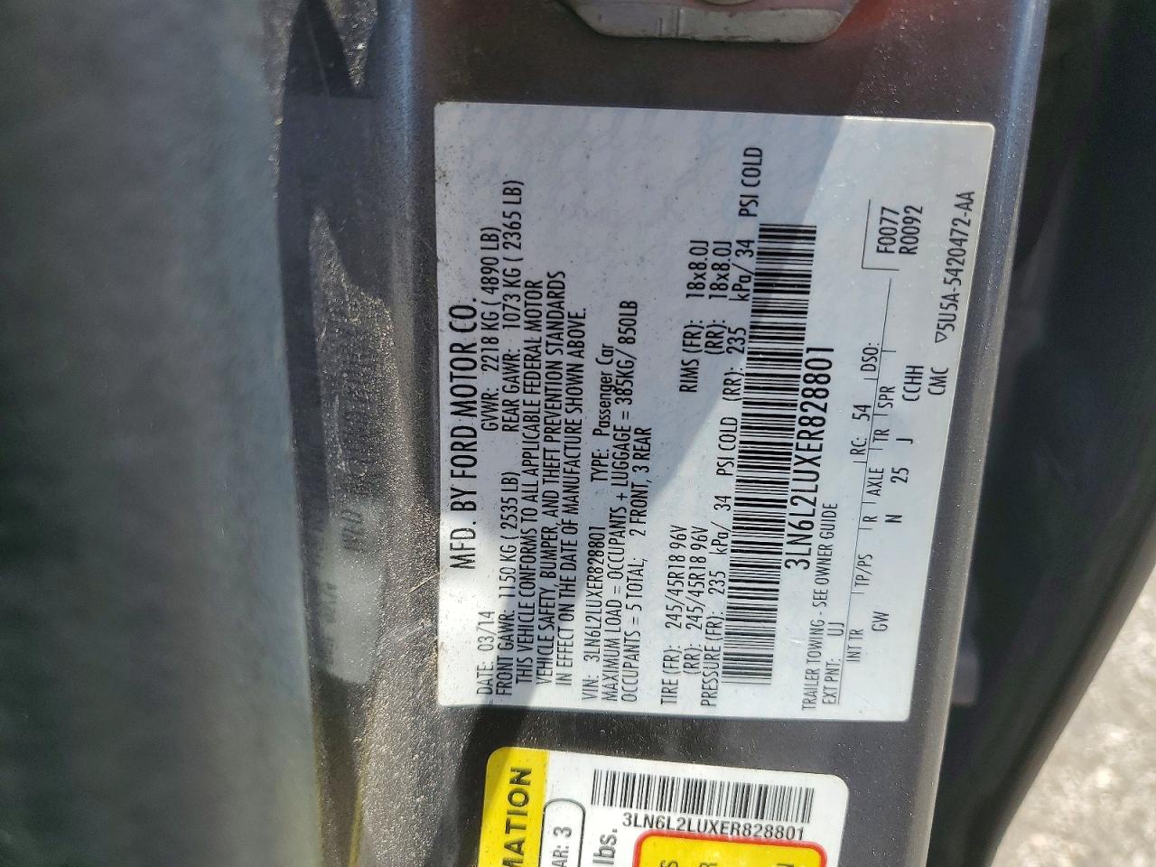 2014 Lincoln Mkz Hybrid Gray vin: 3LN6L2LUXER828801
