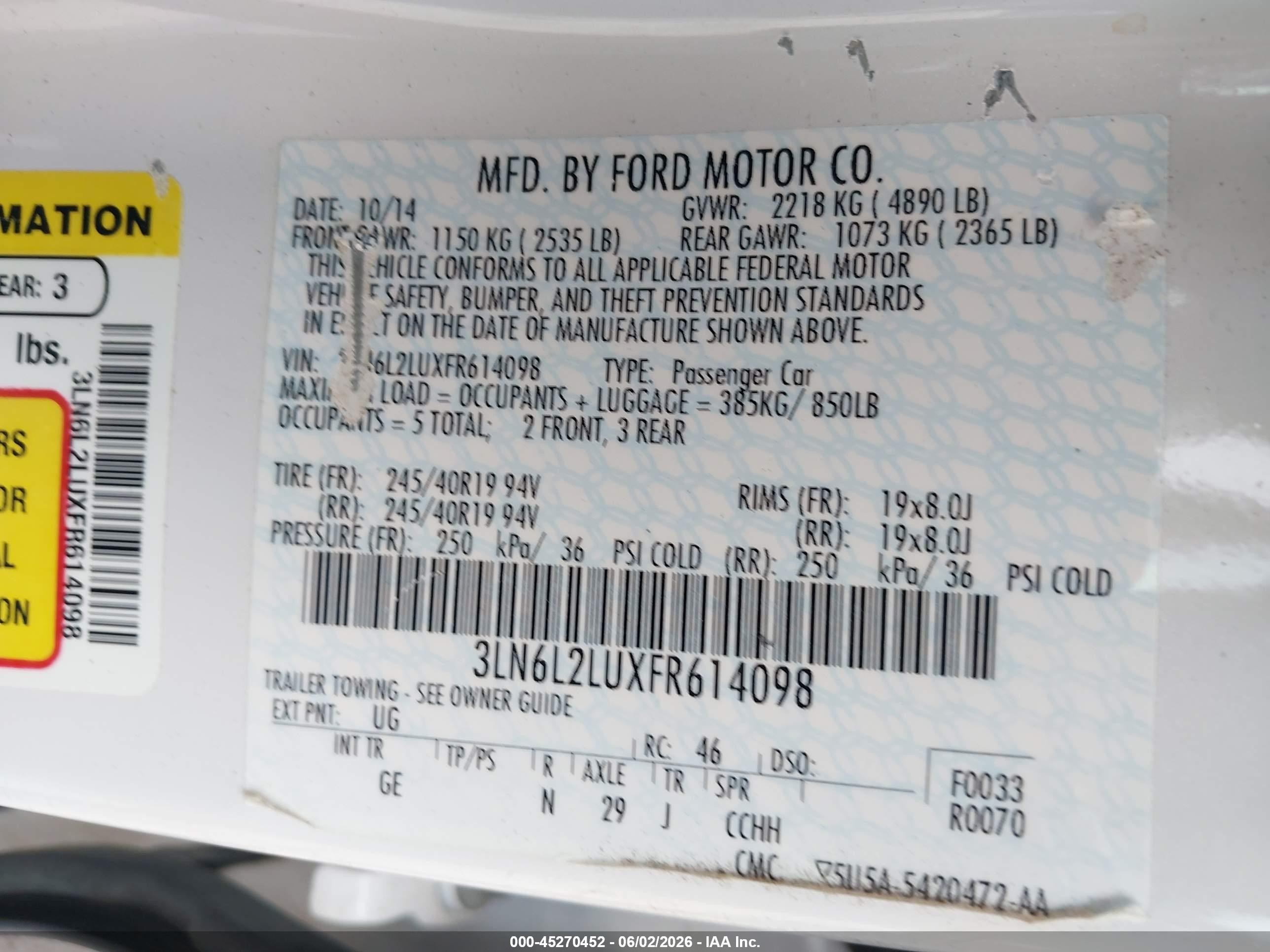 2015 Lincoln Mkz Hybrid White vin: 3LN6L2LUXFR614098