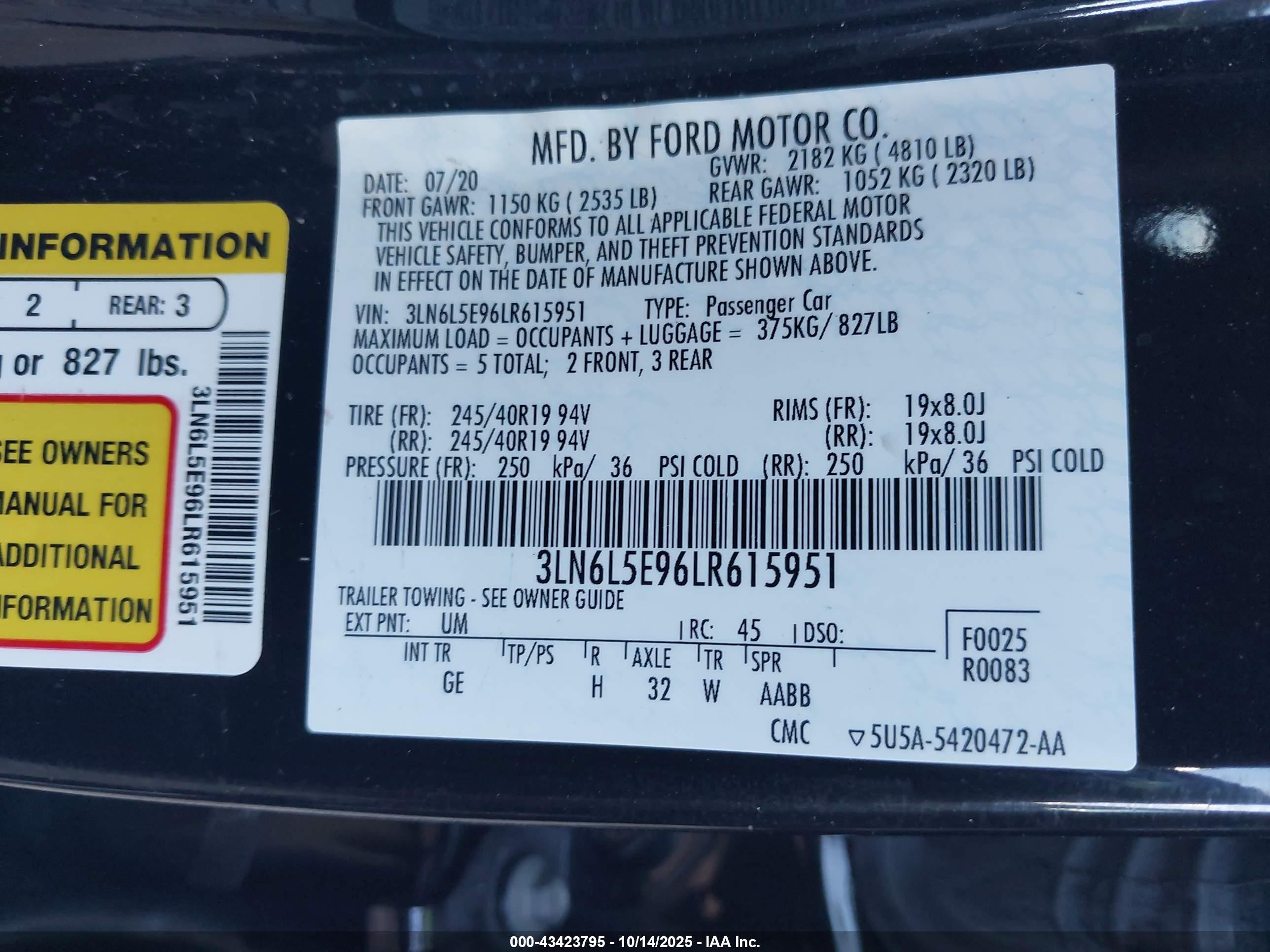 2020 Lincoln Mkz Reserve Black vin: 3LN6L5E96LR615951