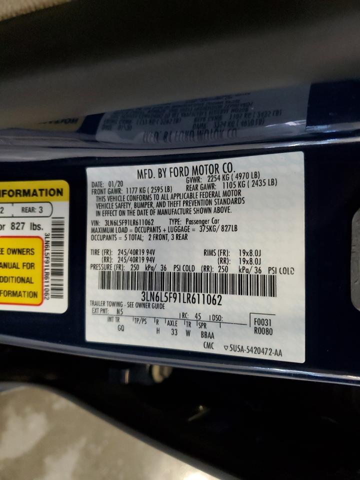 2020 Lincoln Mkz Reserve Blue vin: 3LN6L5F91LR611062