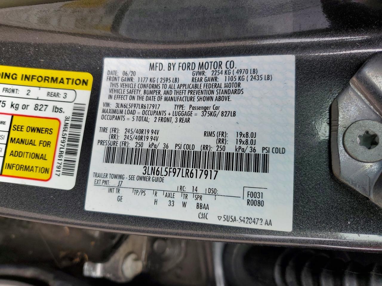 2020 Lincoln Mkz Reserve Black vin: 3LN6L5F97LR617917