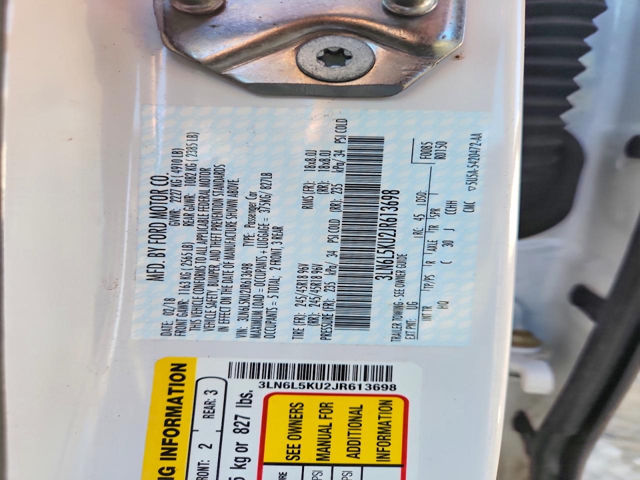 2018 Lincoln Mkz Hybrid Premiere White vin: 3LN6L5KU2JR613698