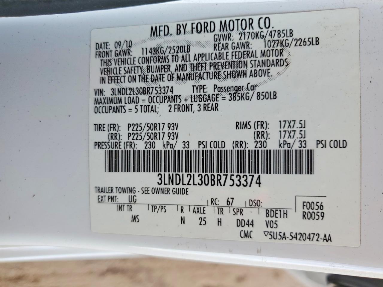 2011 Lincoln Mkz Hybrid White vin: 3LNDL2L30BR753374