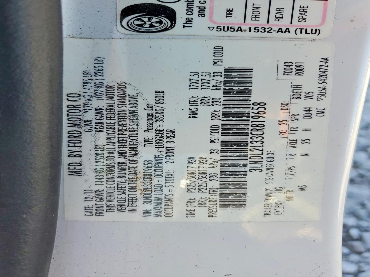2012 Lincoln Mkz Hybrid White vin: 3LNDL2L33CR819658