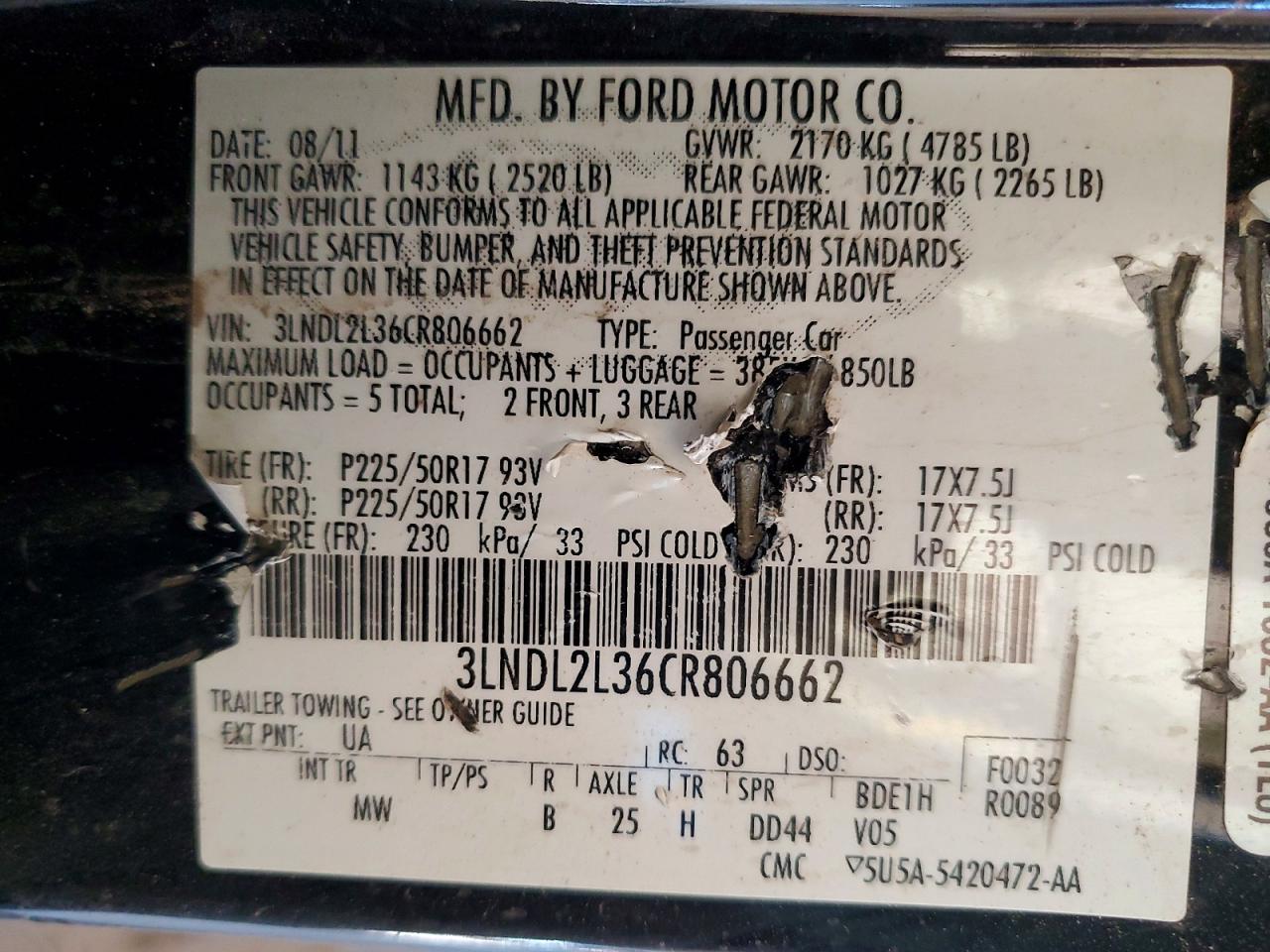 2012 Lincoln Mkz Hybrid Black vin: 3LNDL2L36CR806662