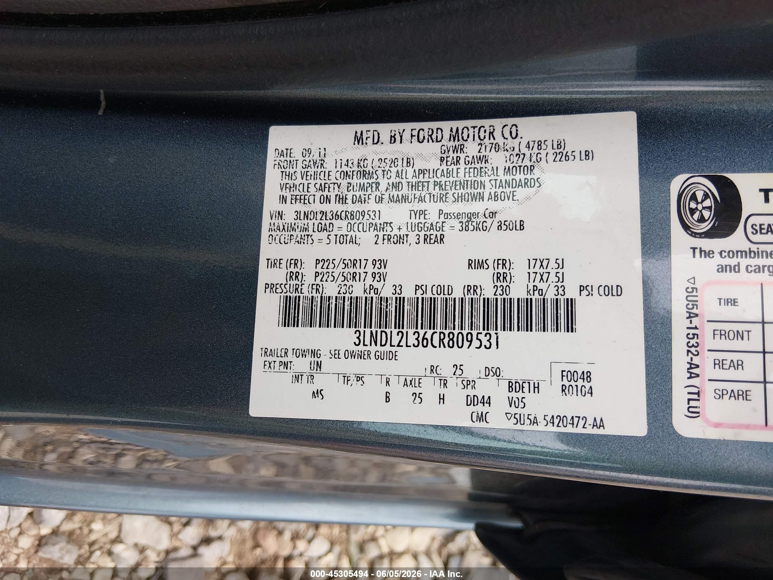 2012 Lincoln Mkz Hybrid   Blue vin: 3LNDL2L36CR809531