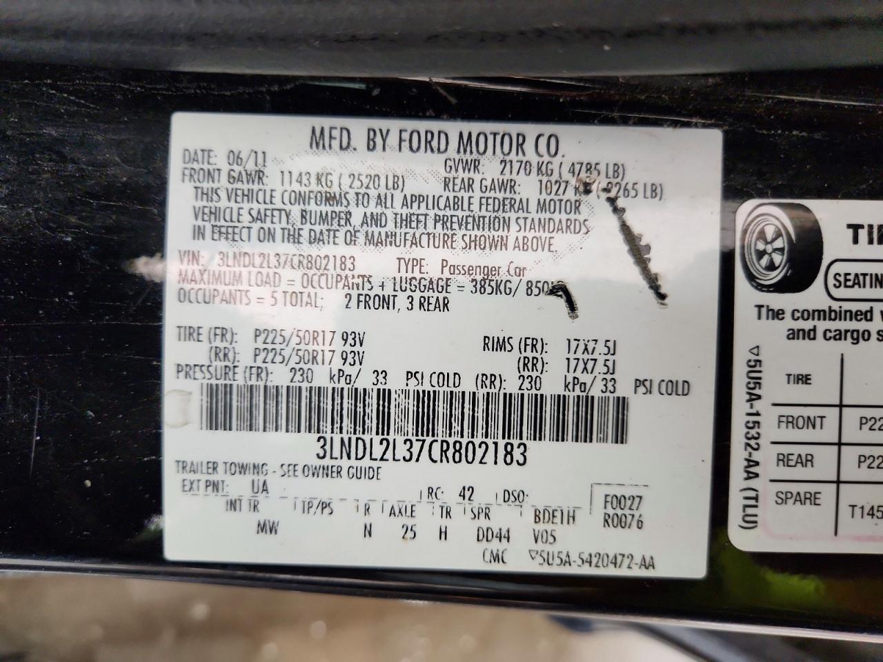 2012 Lincoln Mkz Hybrid Black vin: 3LNDL2L37CR802183