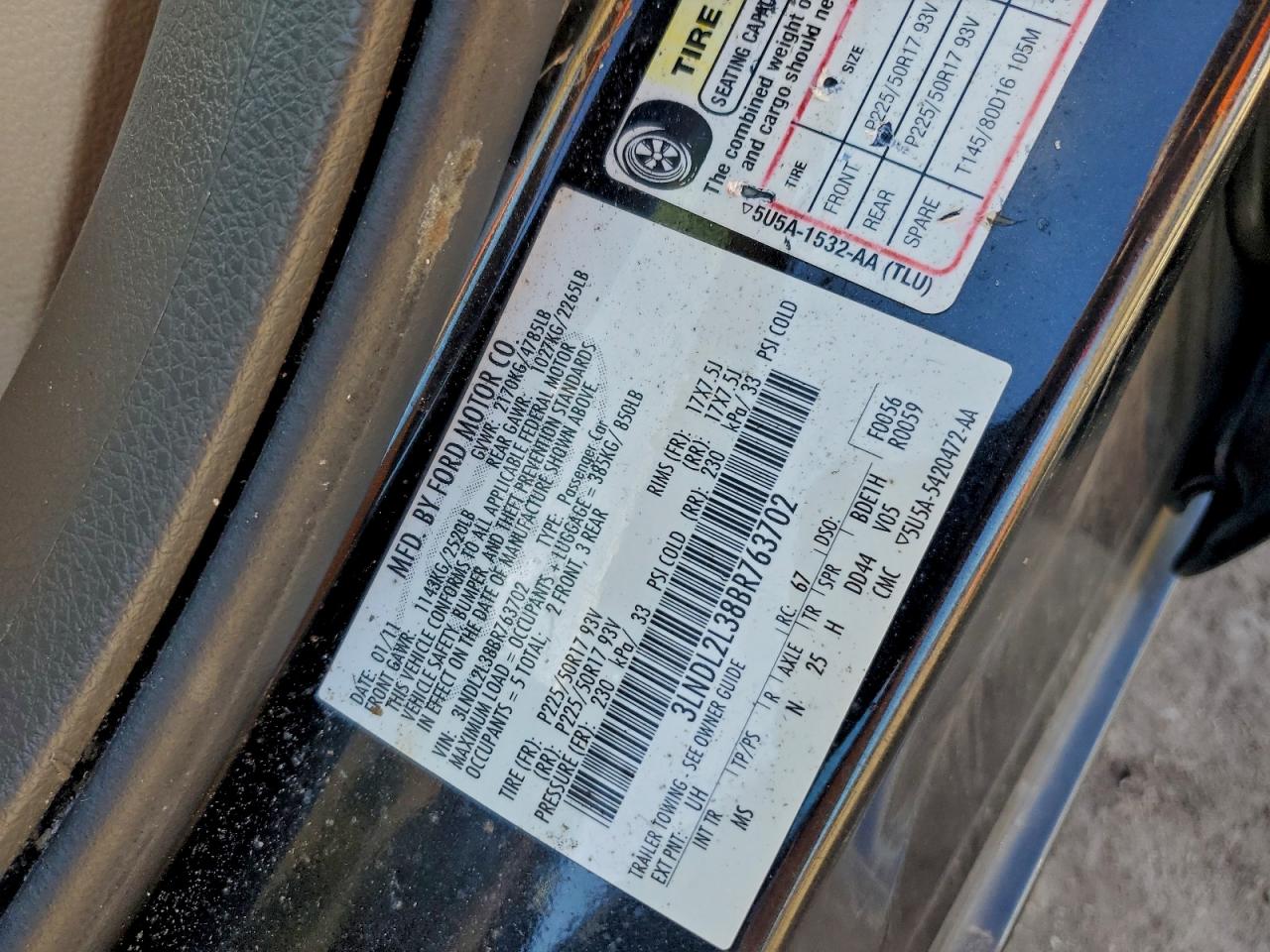 2011 Lincoln Mkz Hybrid Black vin: 3LNDL2L38BR763702