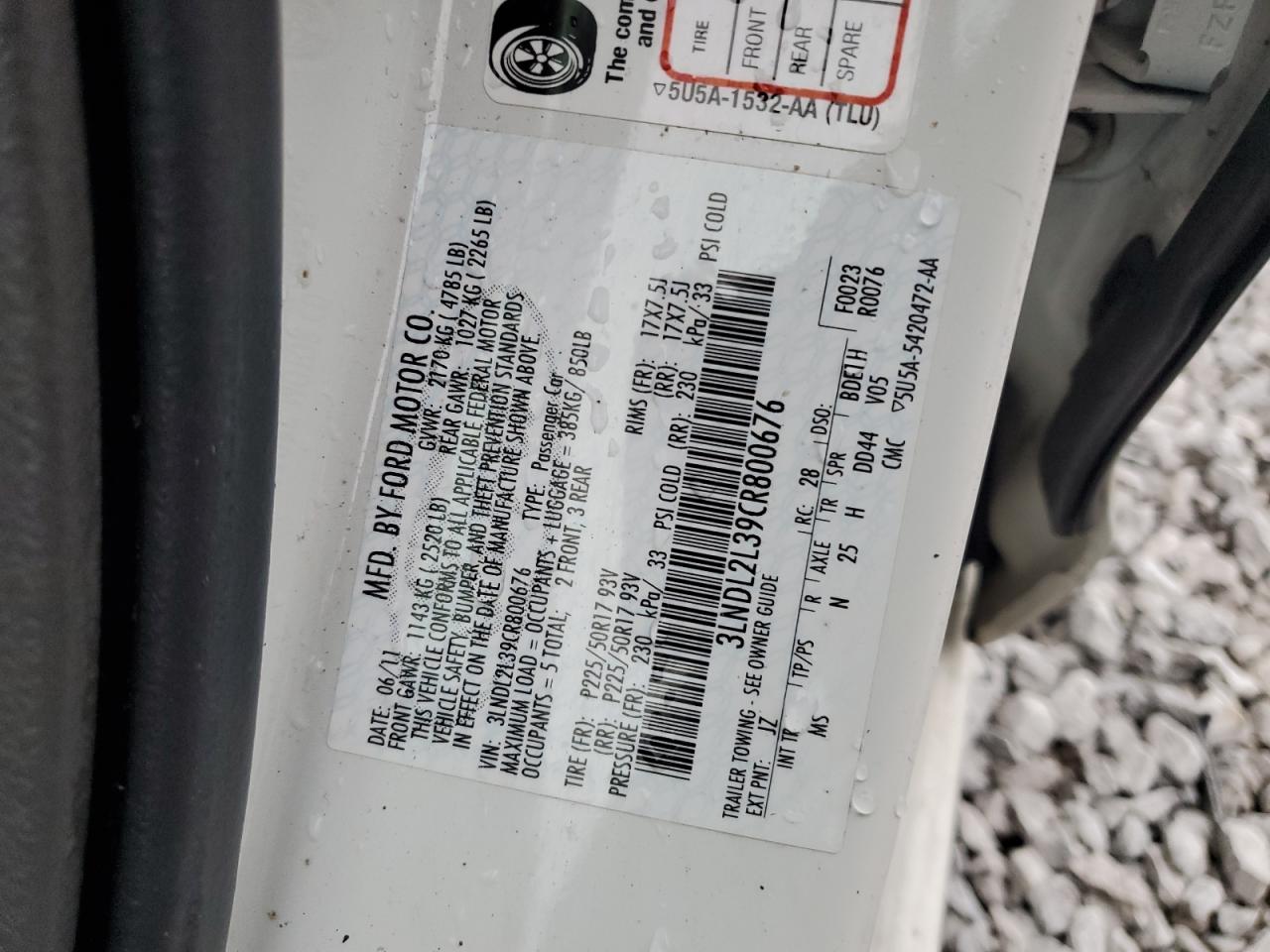 2012 Lincoln Mkz Hybrid White vin: 3LNDL2L39CR800676
