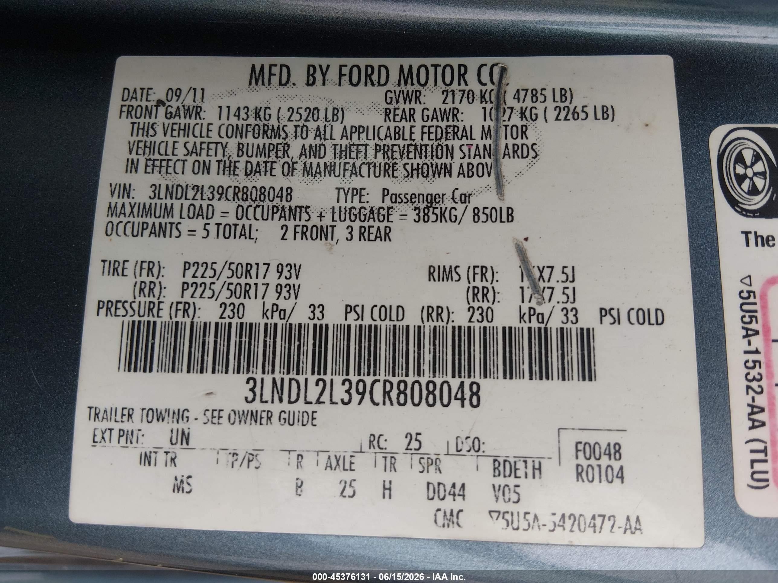 2012 Lincoln Mkz Hybrid   Blue vin: 3LNDL2L39CR808048