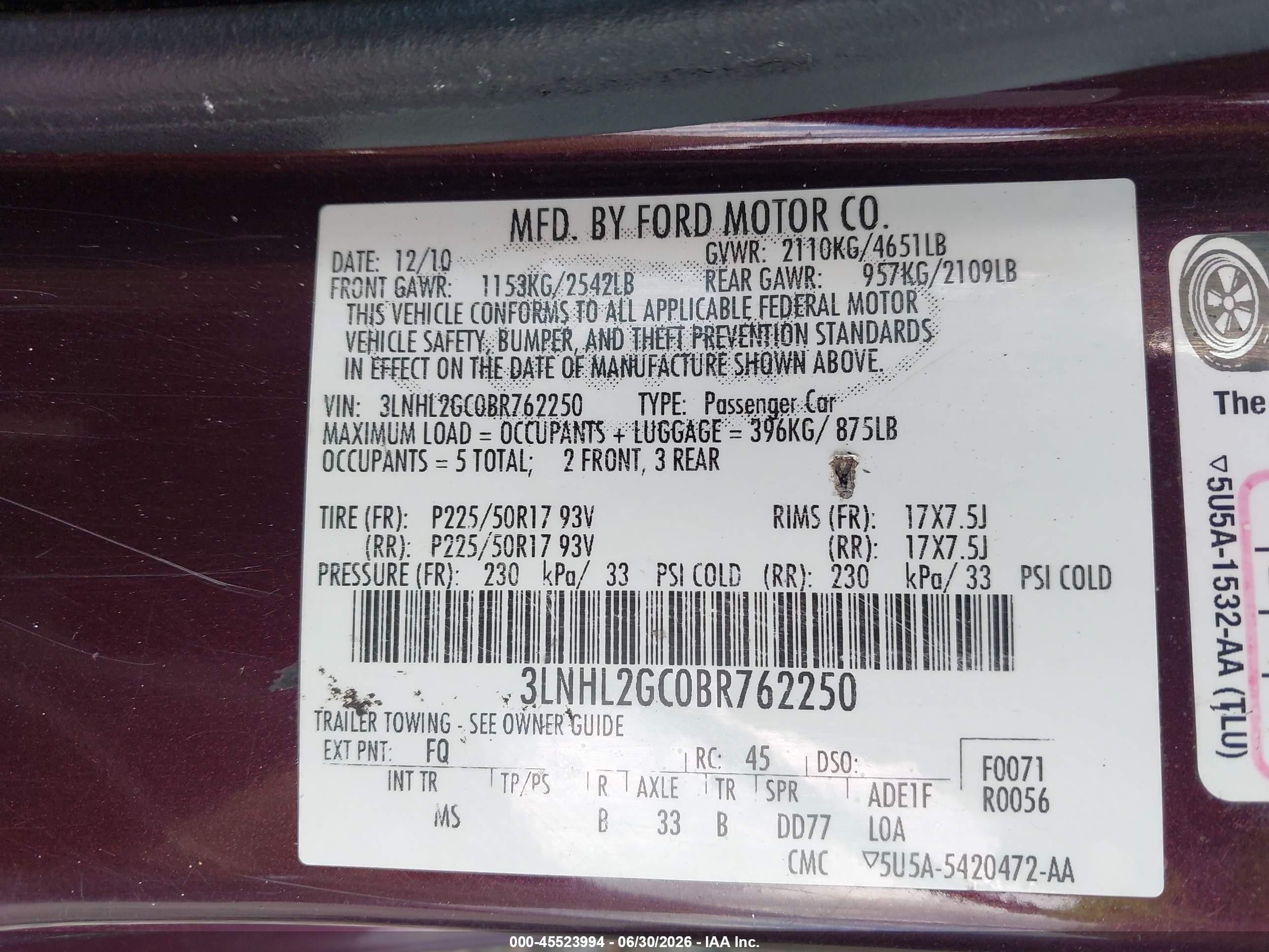 2011 Lincoln Mkz   Purple vin: 3LNHL2GC0BR762250