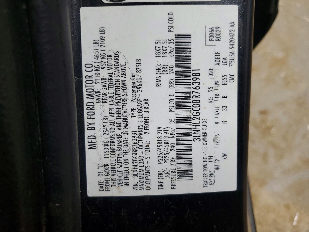 2011 Lincoln Mkz Черный vin: 3LNHL2GC0BR763981