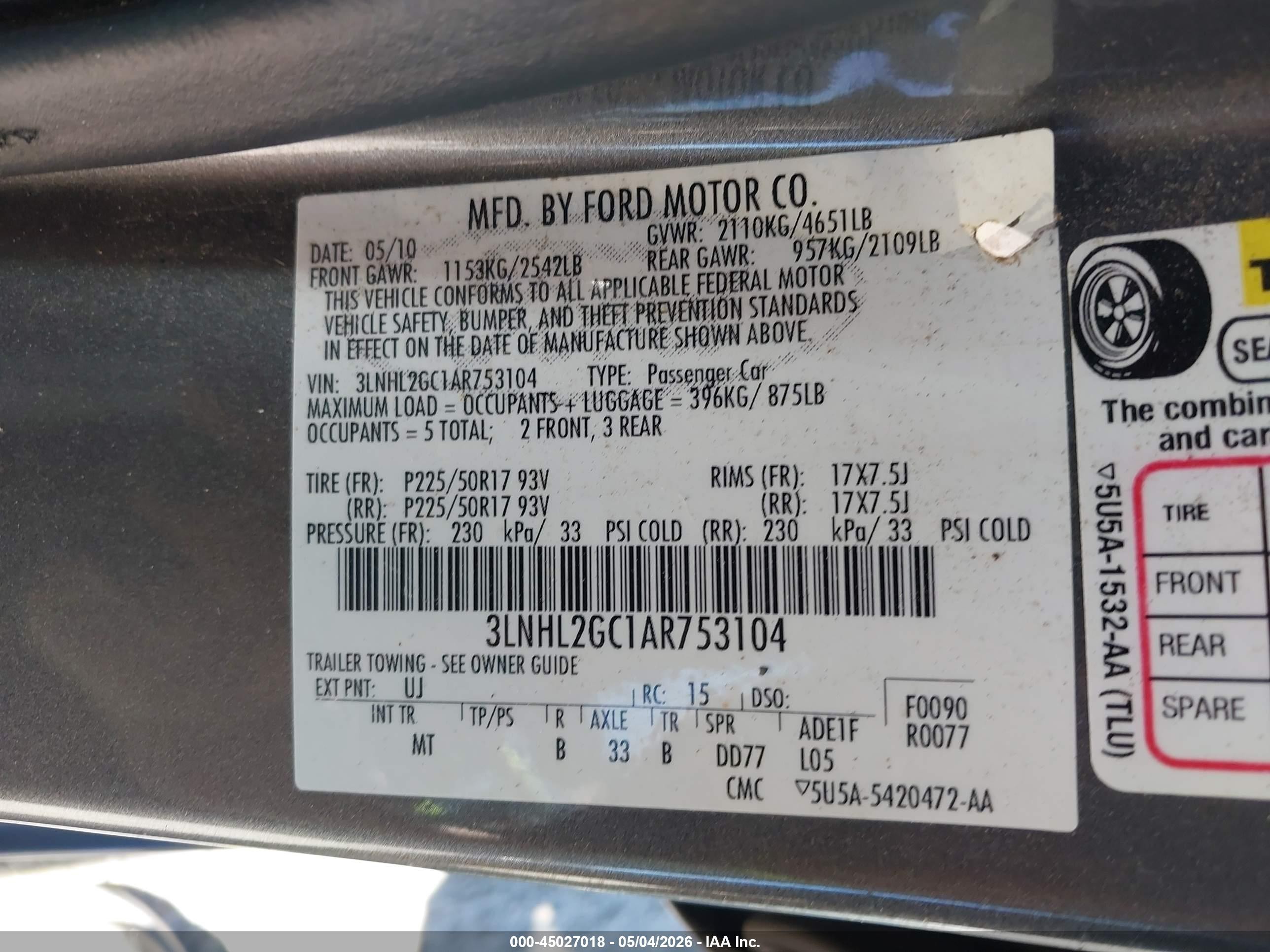 2010 Lincoln Mkz   Gray vin: 3LNHL2GC1AR753104