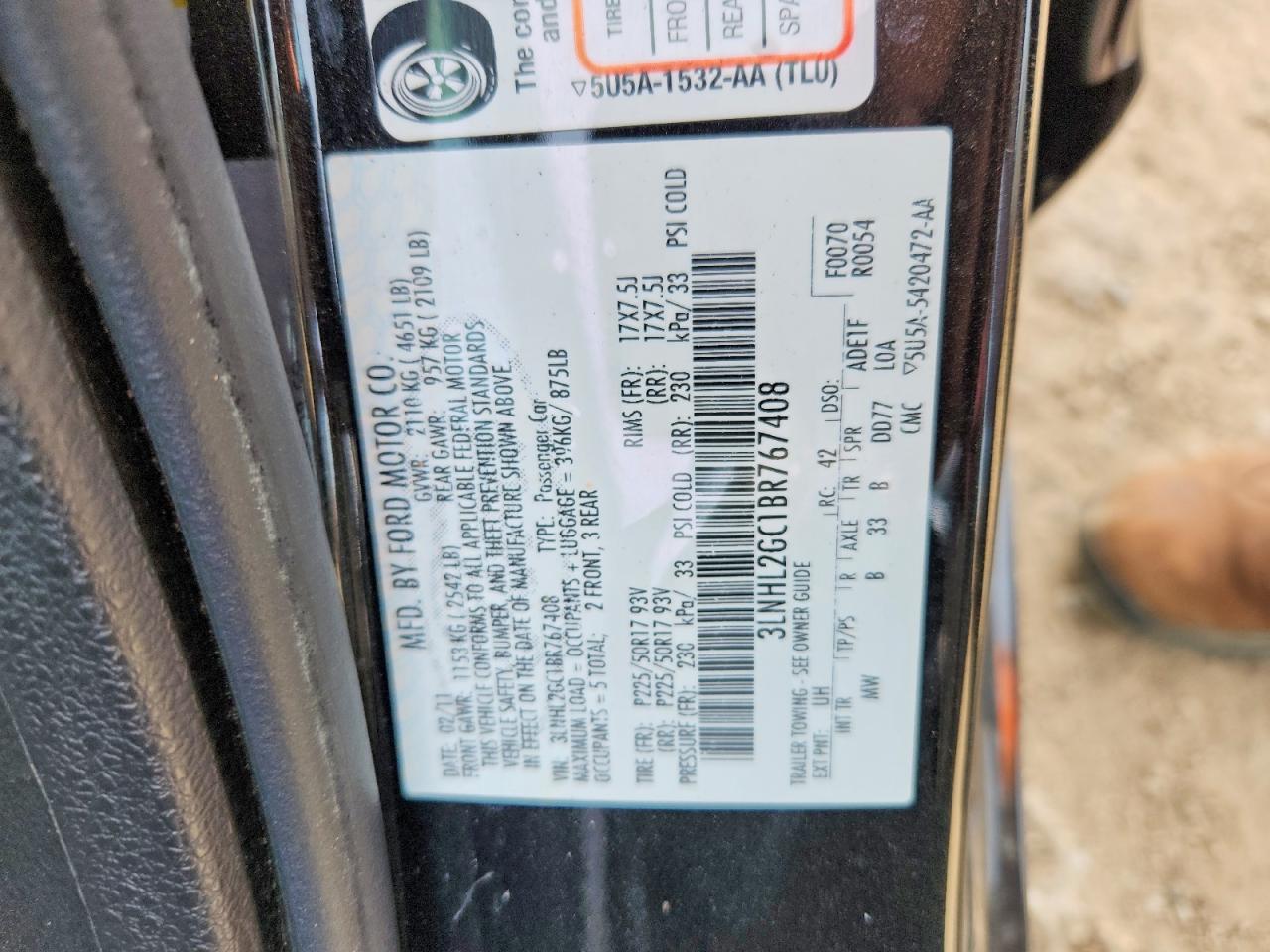 2011 Lincoln Mkz Black vin: 3LNHL2GC1BR767408