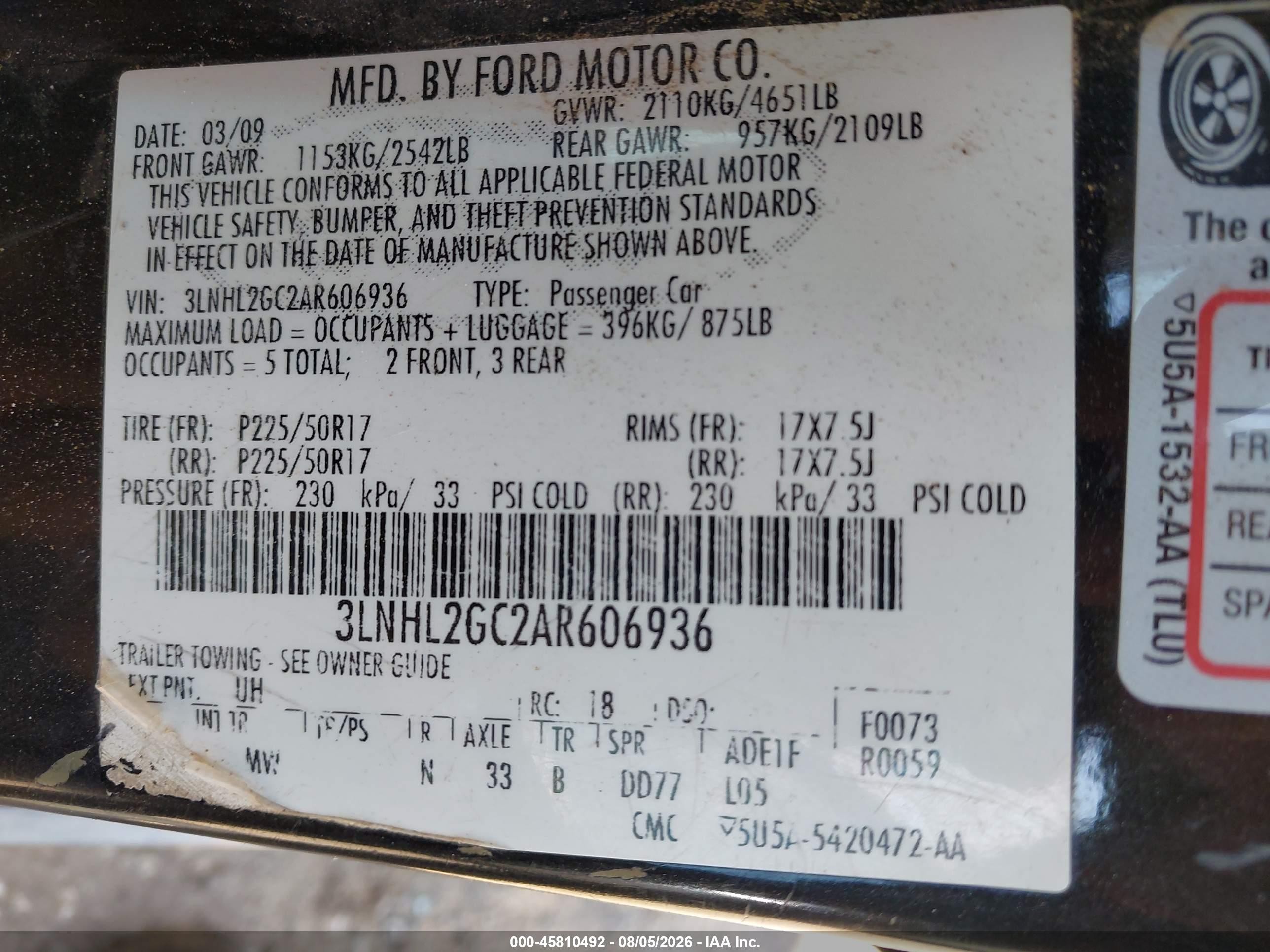 2010 Lincoln Mkz   Black vin: 3LNHL2GC2AR606936