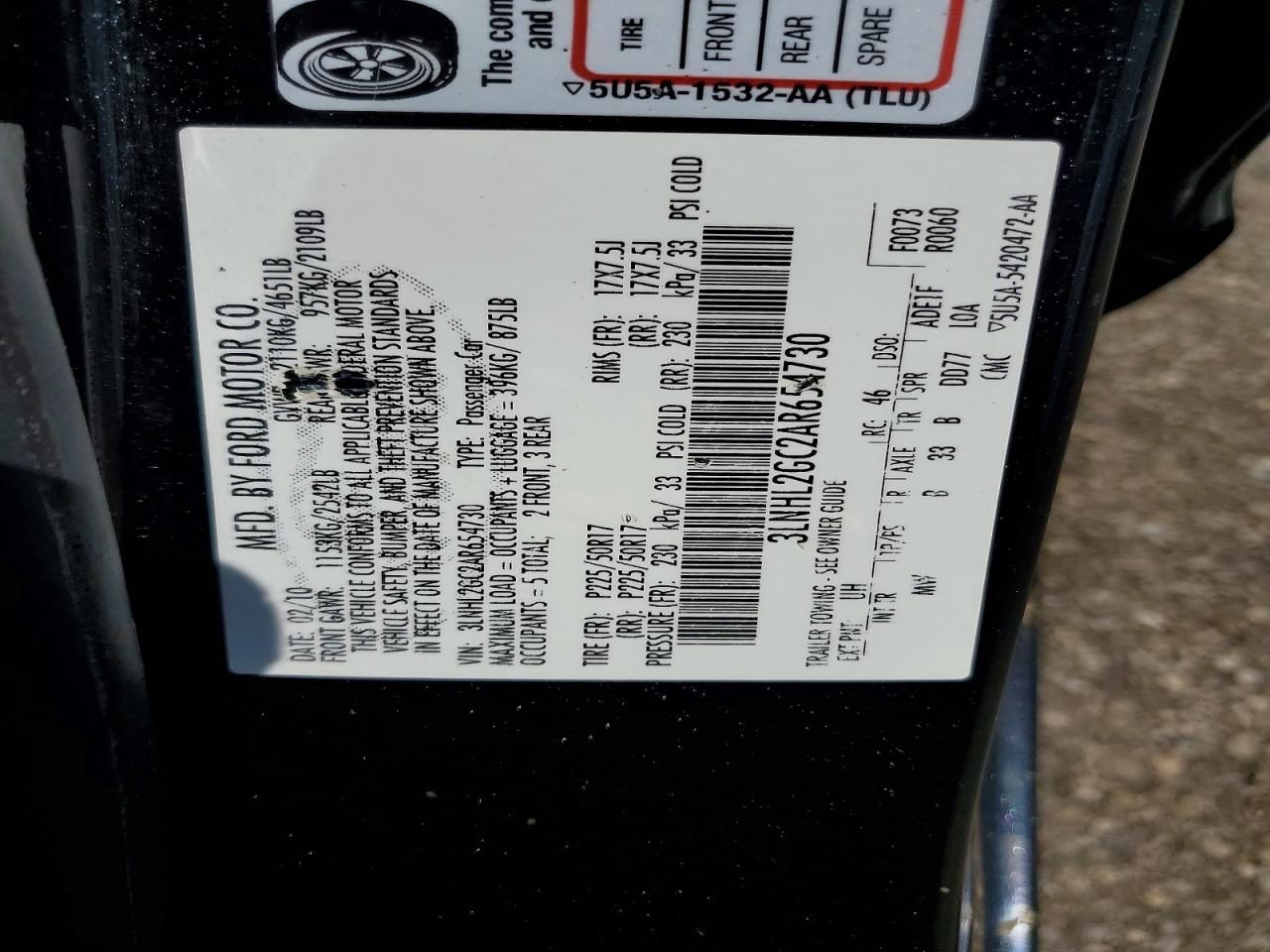 2010 Lincoln Mkz Black vin: 3LNHL2GC2AR654730
