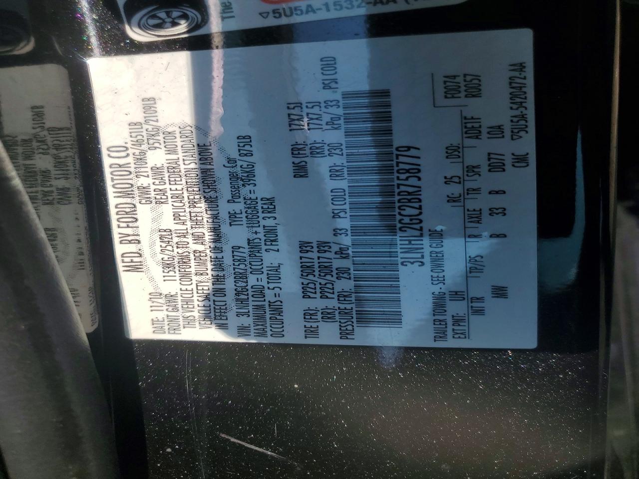 2011 Lincoln Mkz Black vin: 3LNHL2GC2BR758779