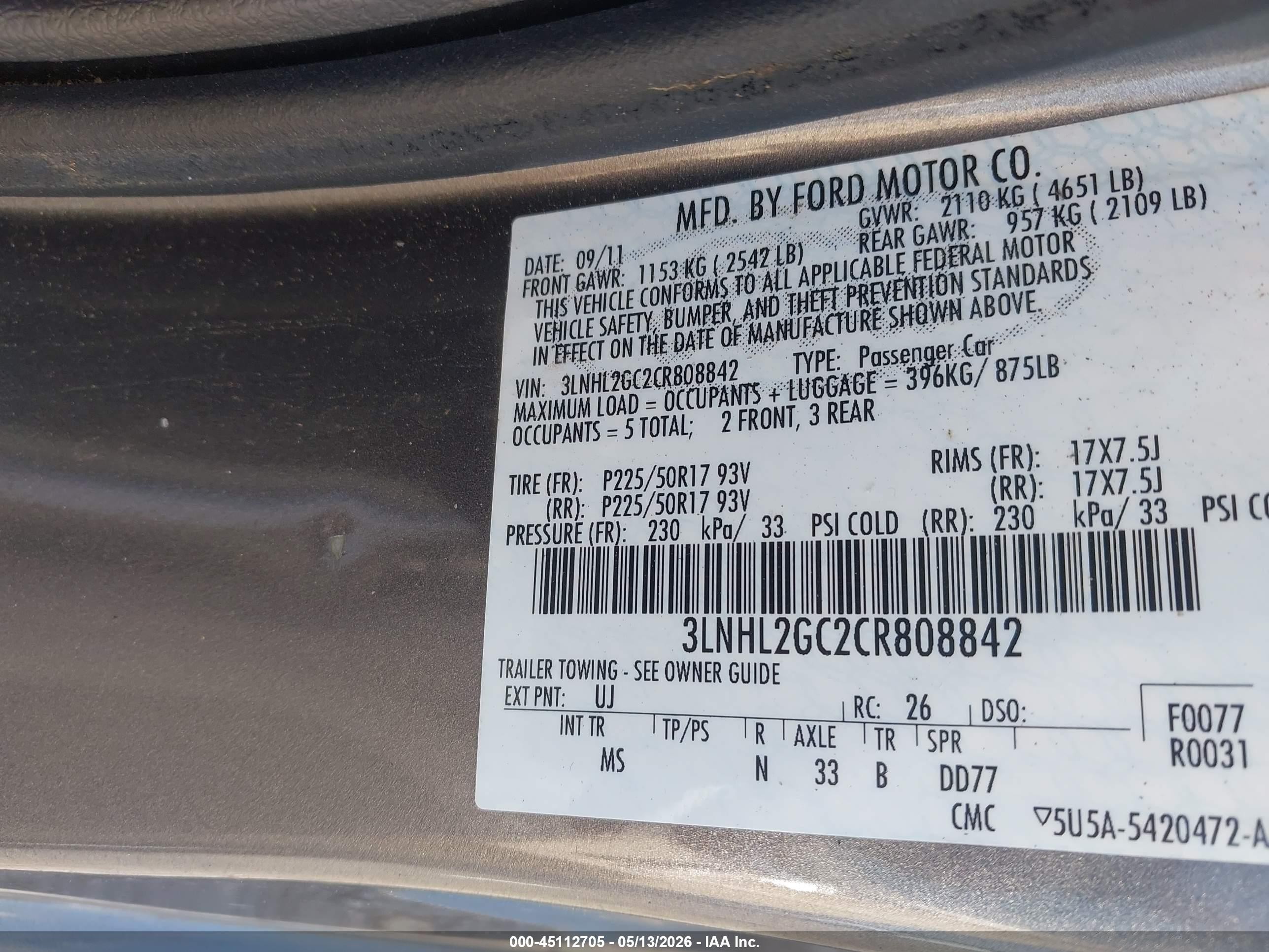 2012 Lincoln Mkz   Gray vin: 3LNHL2GC2CR808842