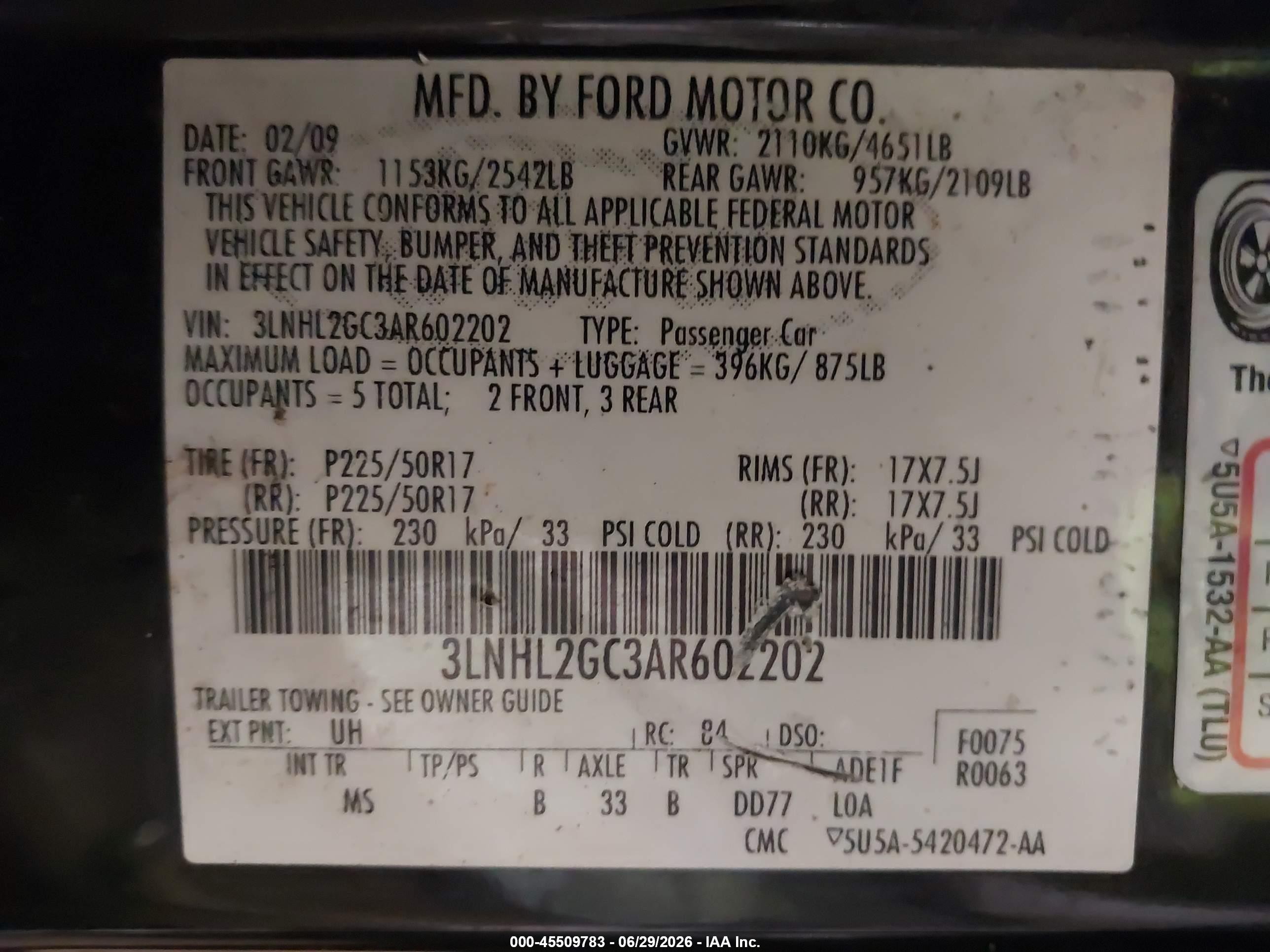 2010 Lincoln Mkz   Black vin: 3LNHL2GC3AR602202