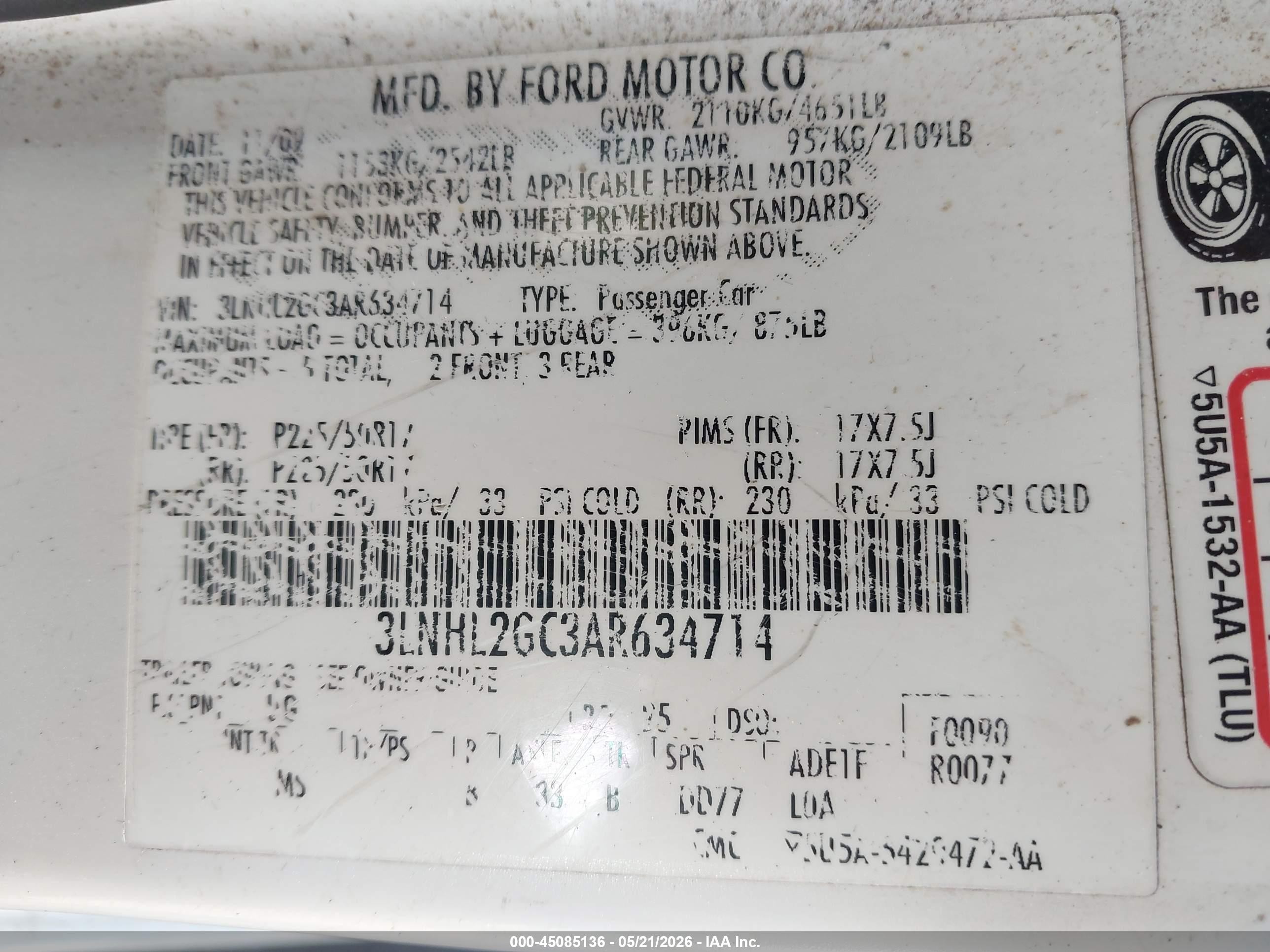 2010 Lincoln Mkz White vin: 3LNHL2GC3AR634714
