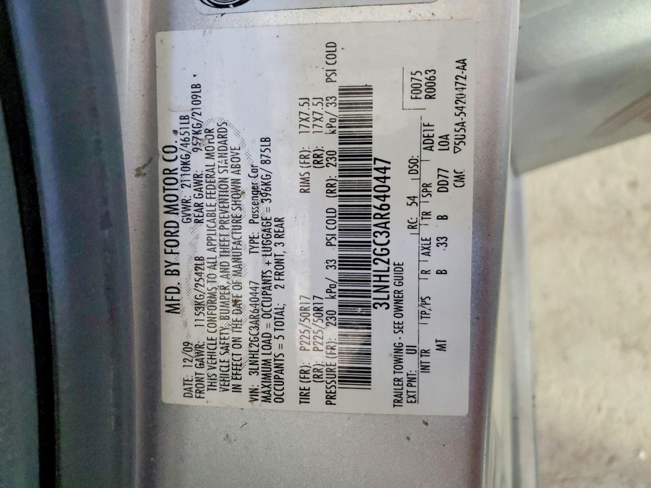 2010 Lincoln Mkz Silver vin: 3LNHL2GC3AR640447