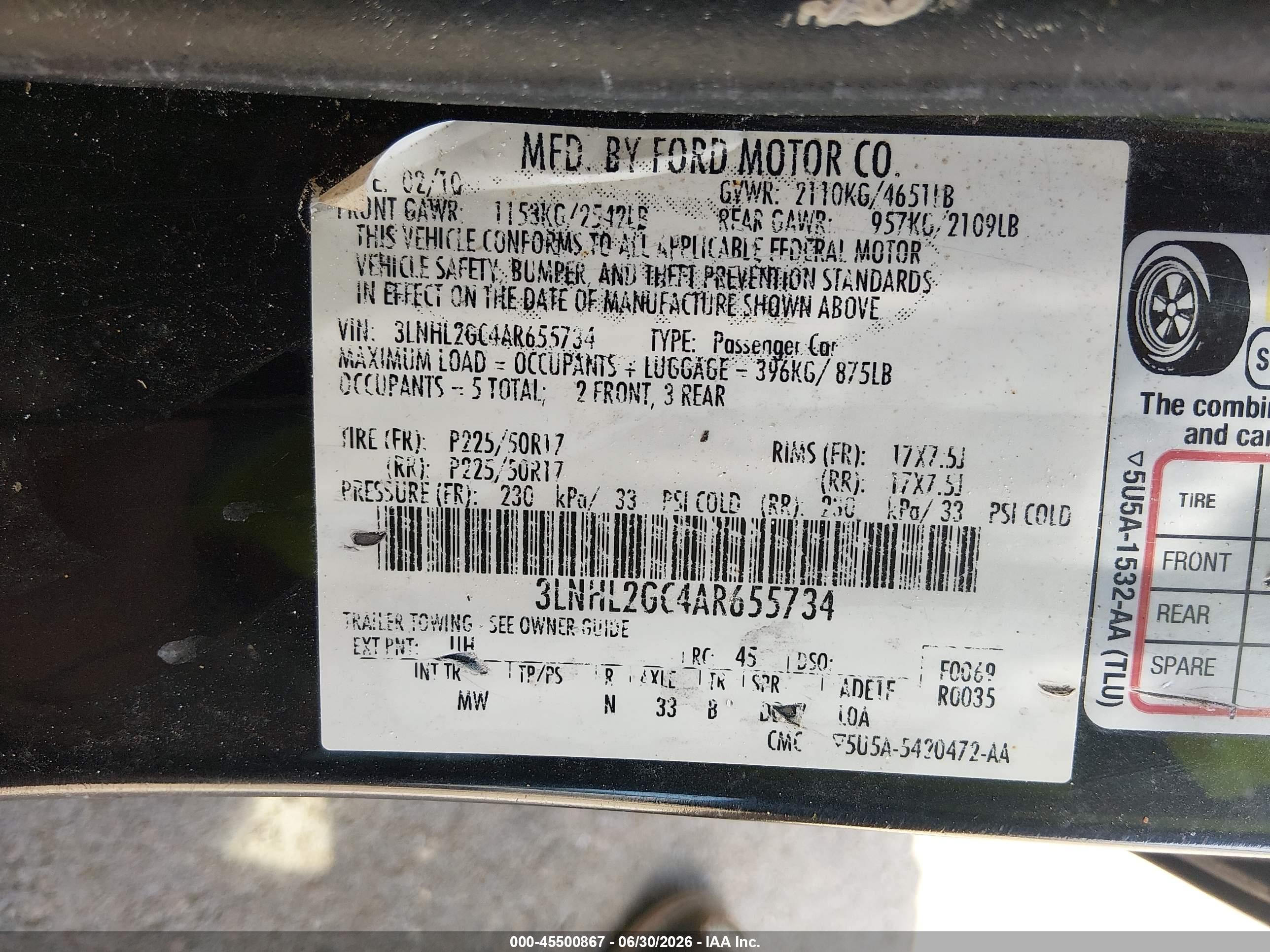 2010 Lincoln Mkz Черный vin: 3LNHL2GC4AR655734