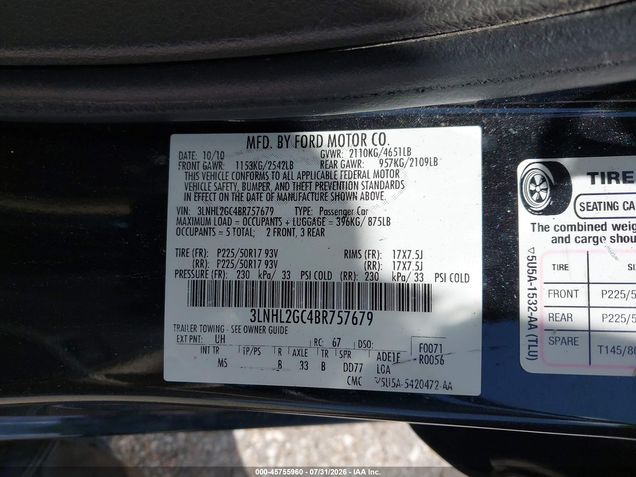 2011 Lincoln Mkz Черный vin: 3LNHL2GC4BR757679