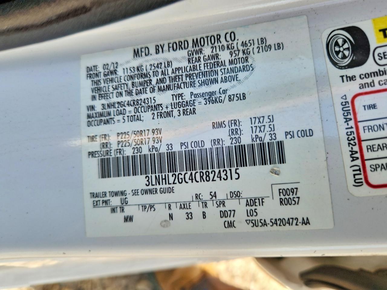 2012 Lincoln Mkz Белый vin: 3LNHL2GC4CR824315