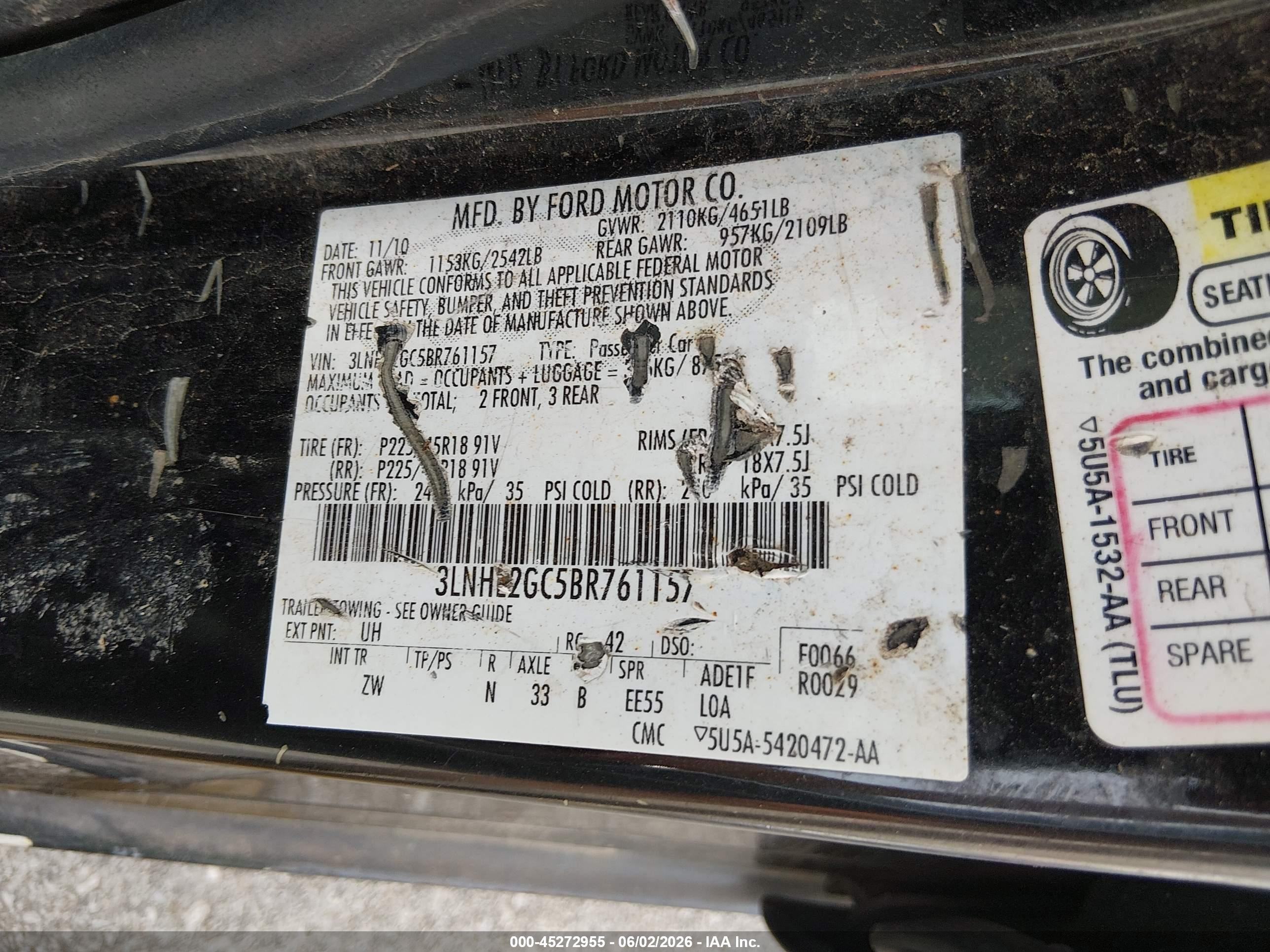 2011 Lincoln Mkz   Черный vin: 3LNHL2GC5BR761157