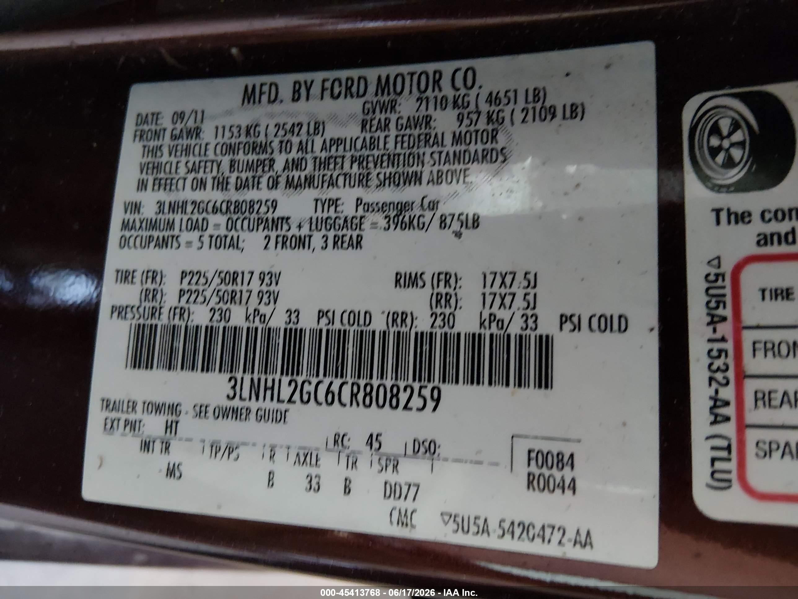 2012 Lincoln Mkz   Burgundy vin: 3LNHL2GC6CR808259