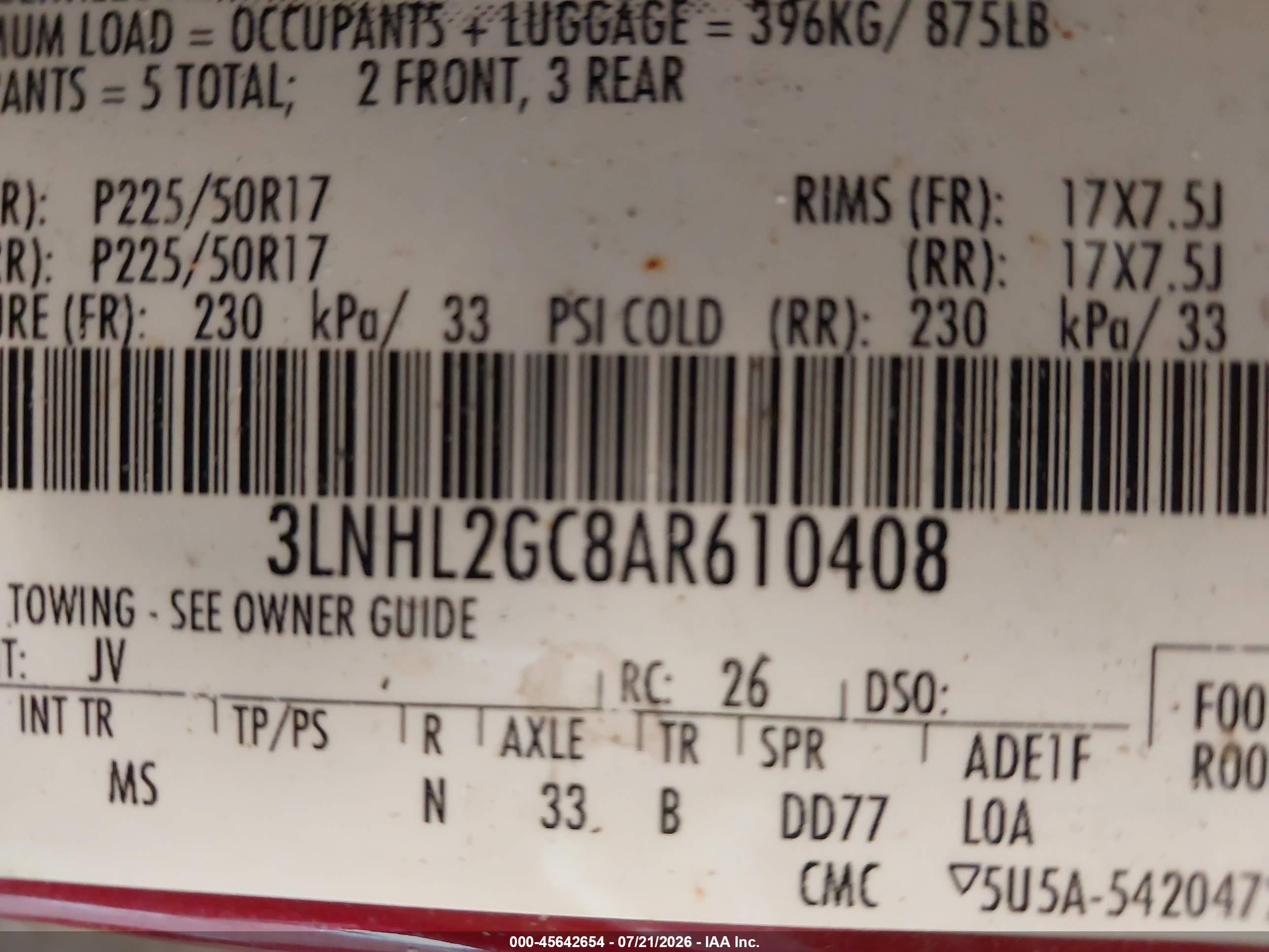 2010 Lincoln Mkz   Red vin: 3LNHL2GC8AR610408