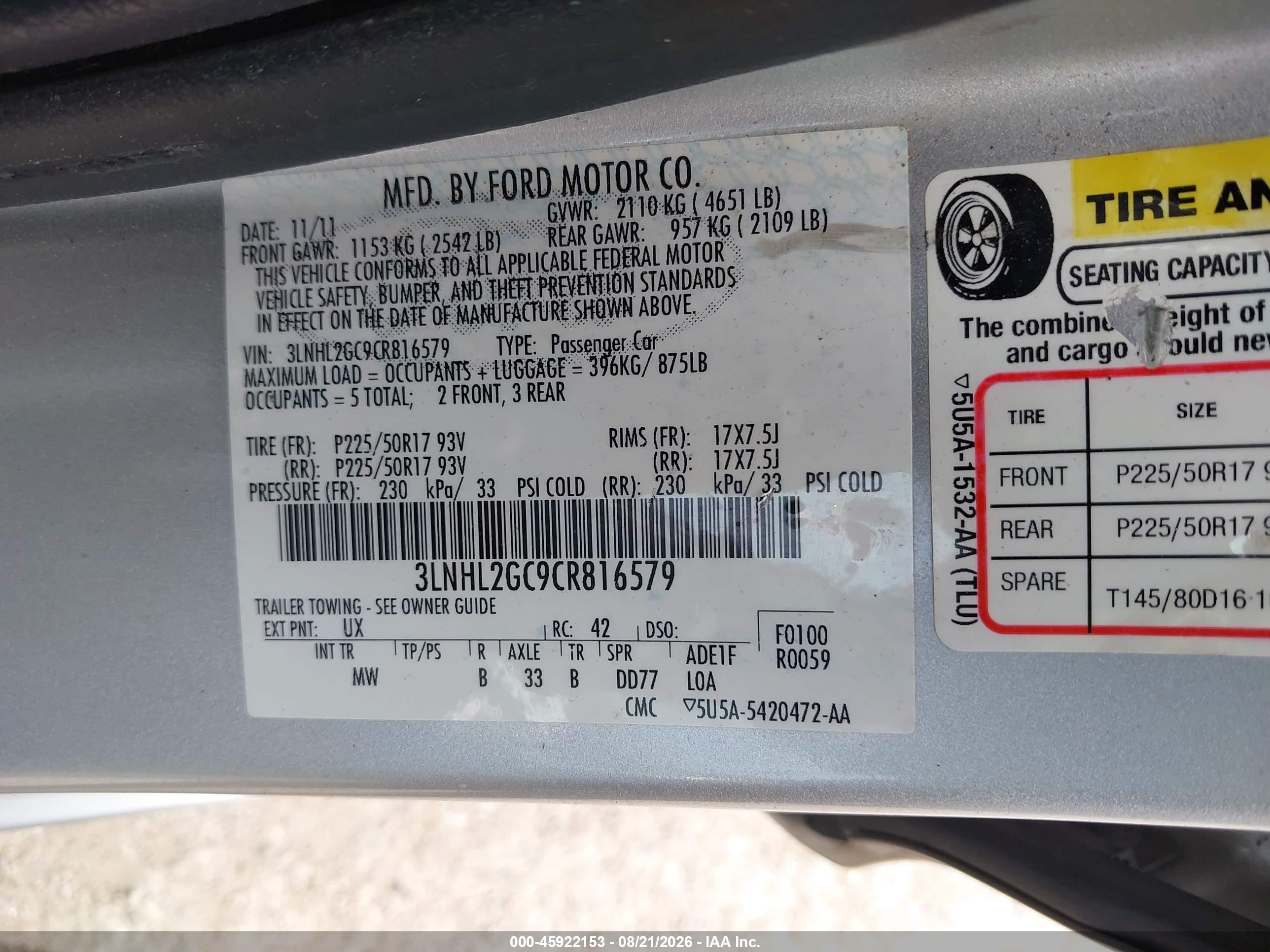 2012 Lincoln Mkz   Silver vin: 3LNHL2GC9CR816579