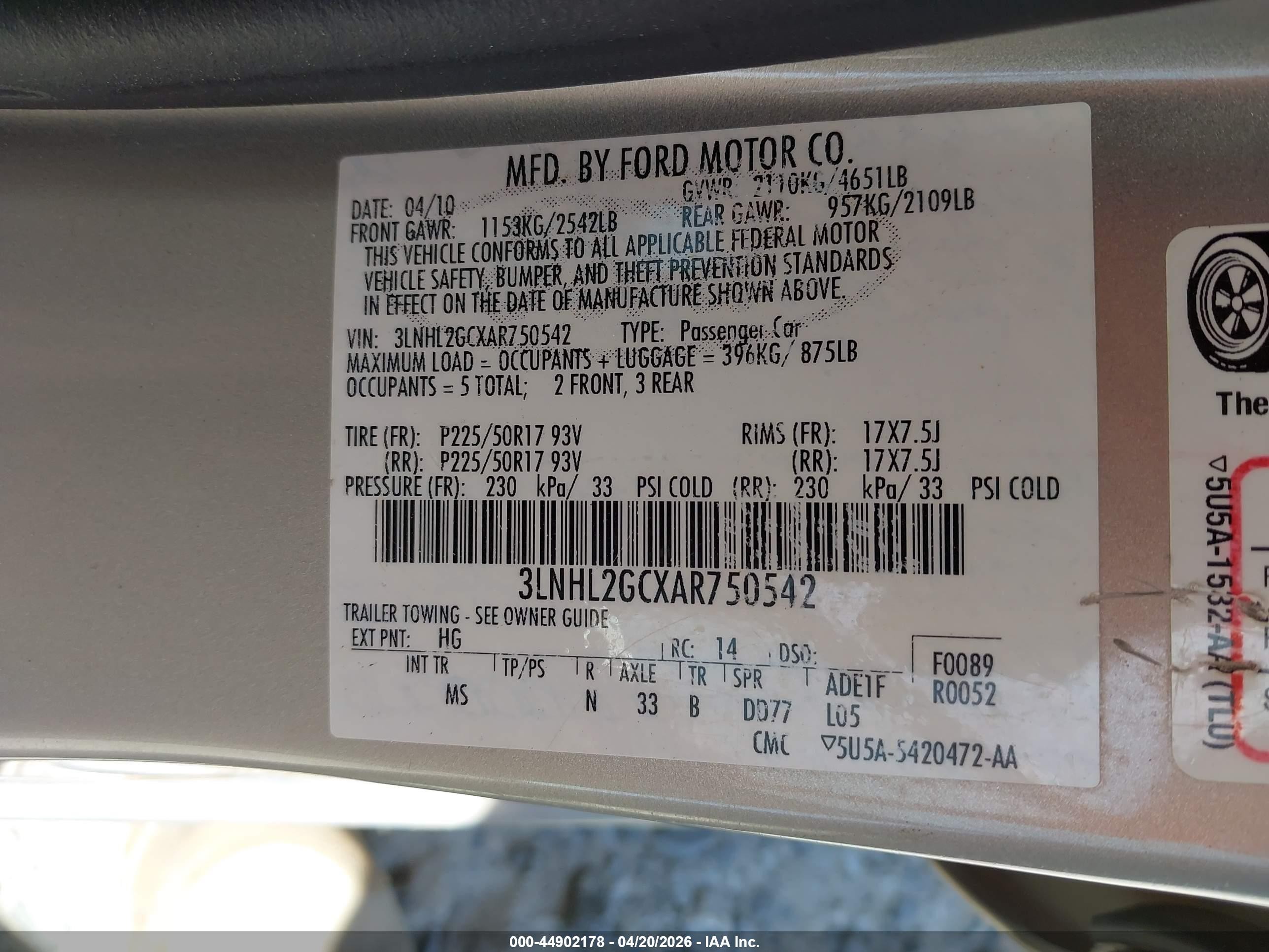 2010 Lincoln Mkz   Silver vin: 3LNHL2GCXAR750542