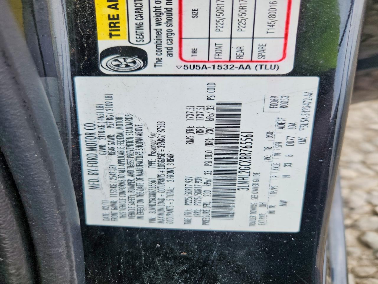 2011 Lincoln Mkz Black vin: 3LNHL2GCXBR765561